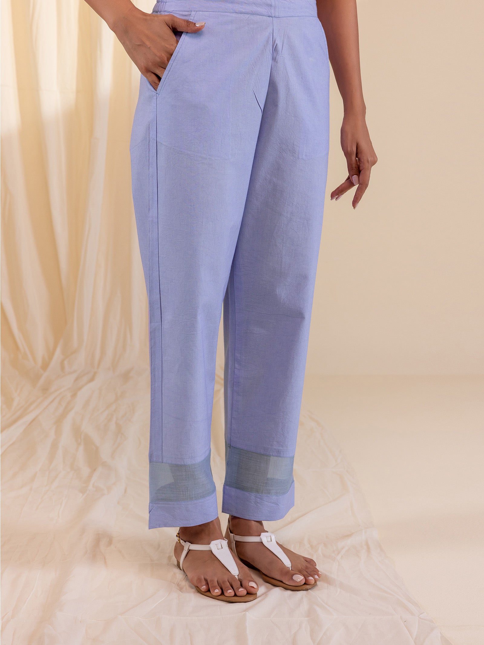 Kota Jaal Purple Cotton Straight Pant