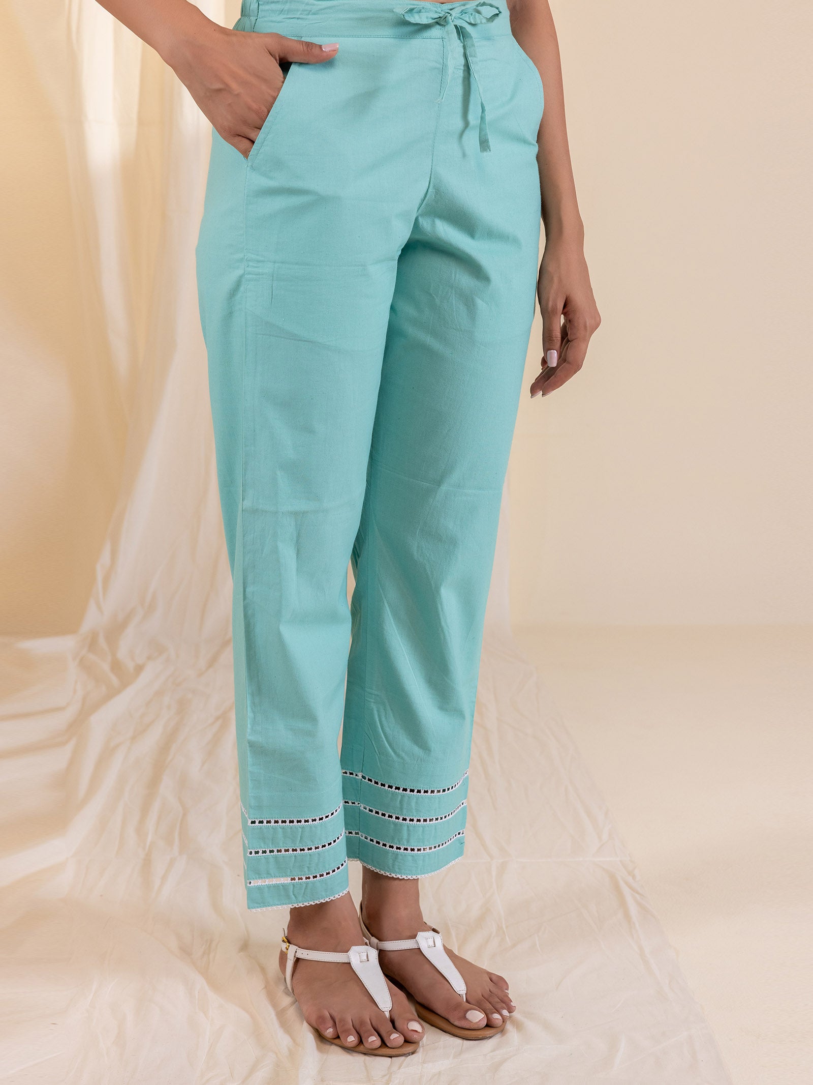 Shimmering Dusk Cotton Straight Pant
