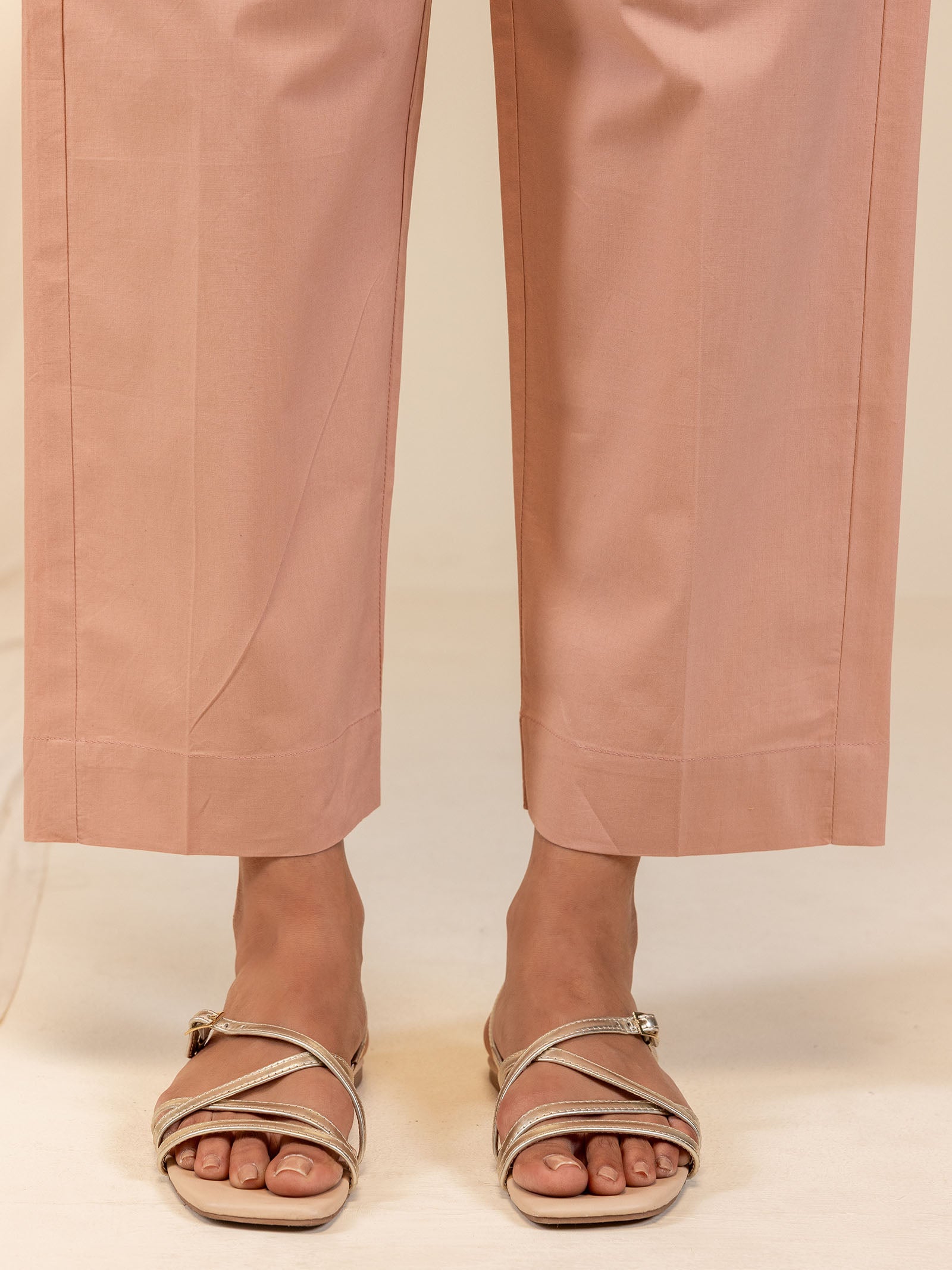 Bold And Beautiful Cotton Straight Pant - (Peach)