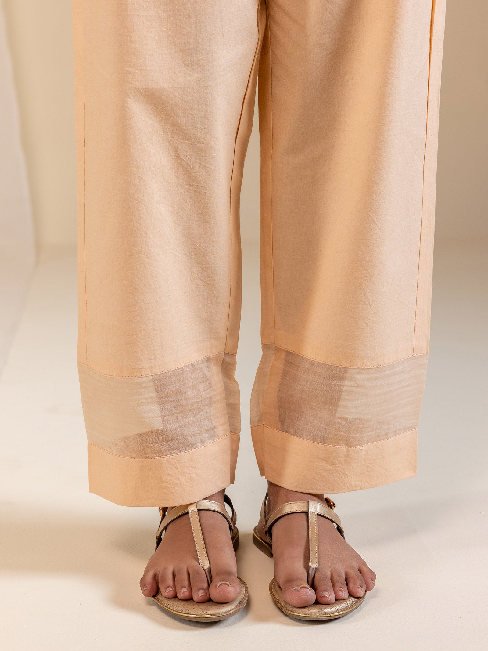 Peach Cotton Straight Pant