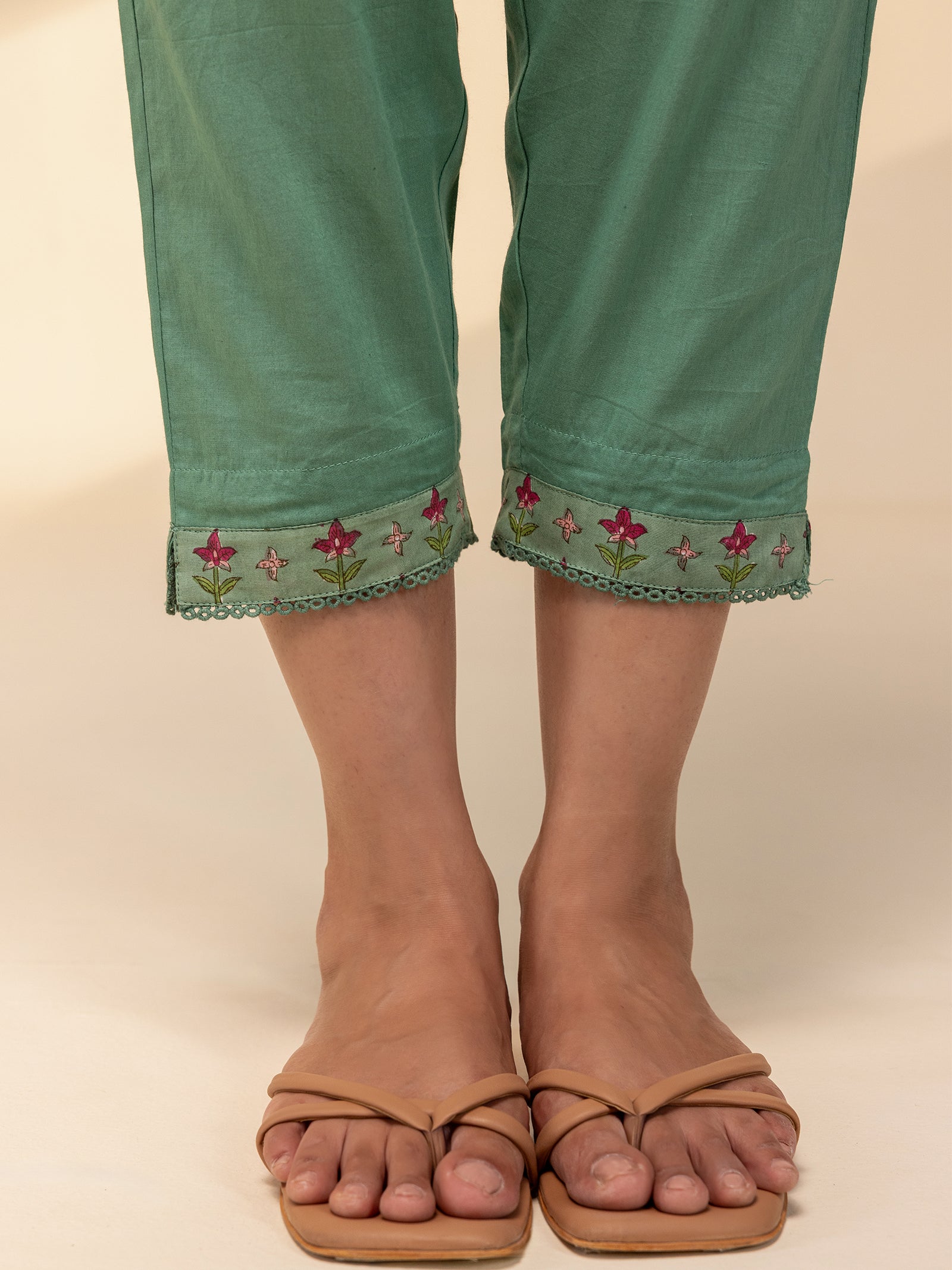 Sketch Book Green Voile Straight Pant