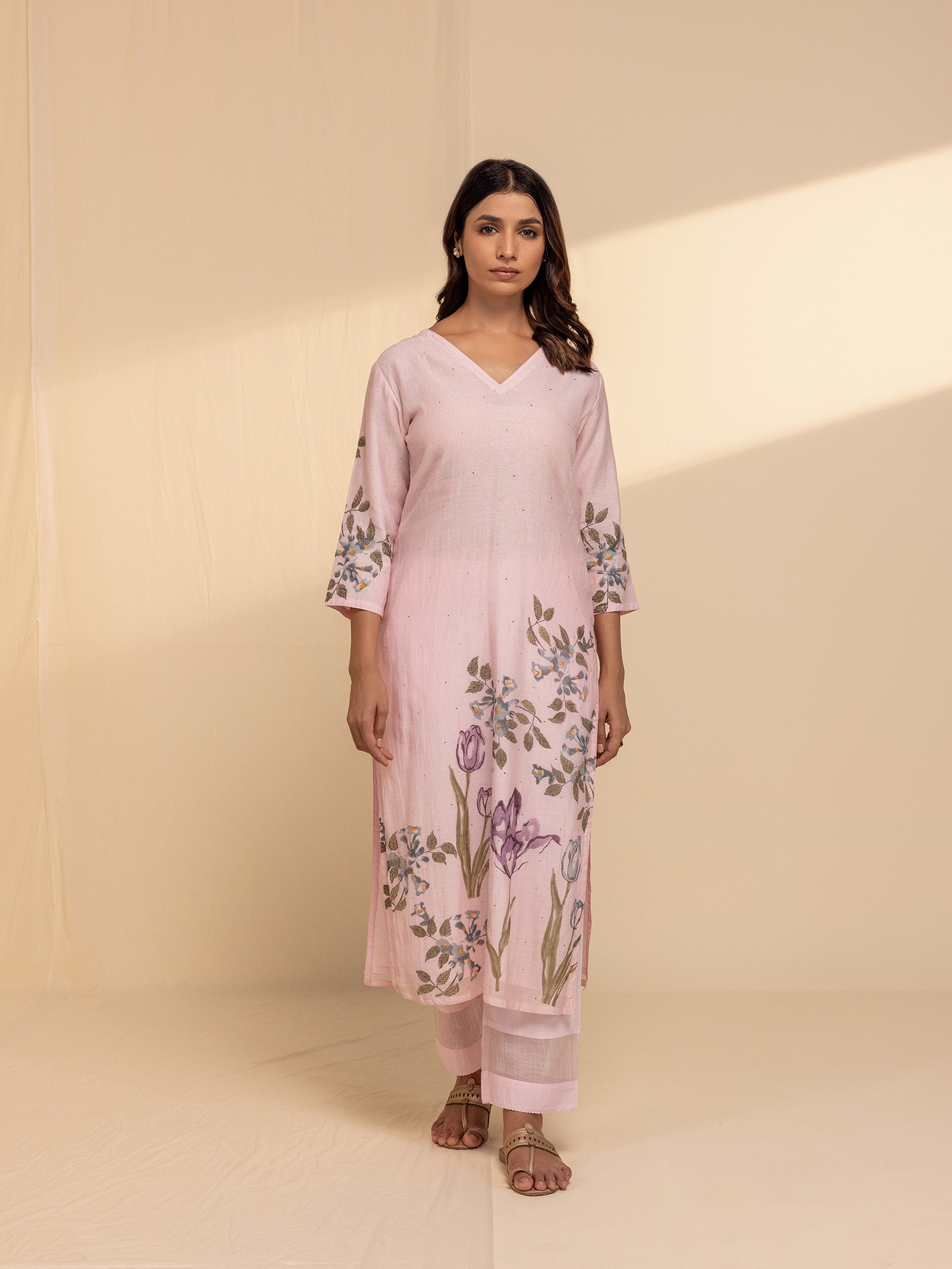 Painter's Palette Pink Chanderi Kurta