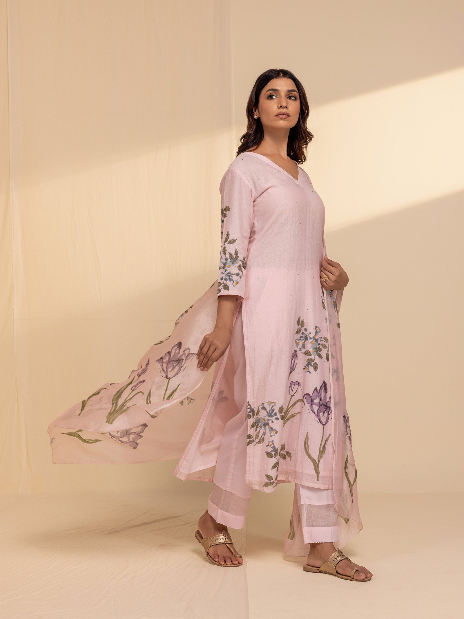 Painter's Palette Pink Chanderi Kurta