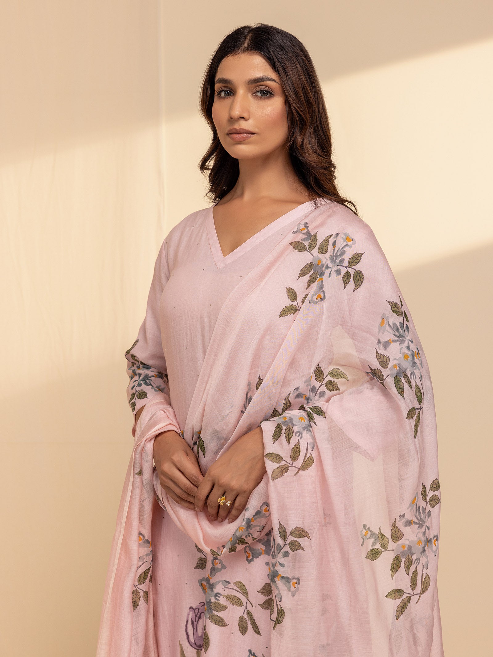 Painter's Palette Pink Chanderi Dupatta