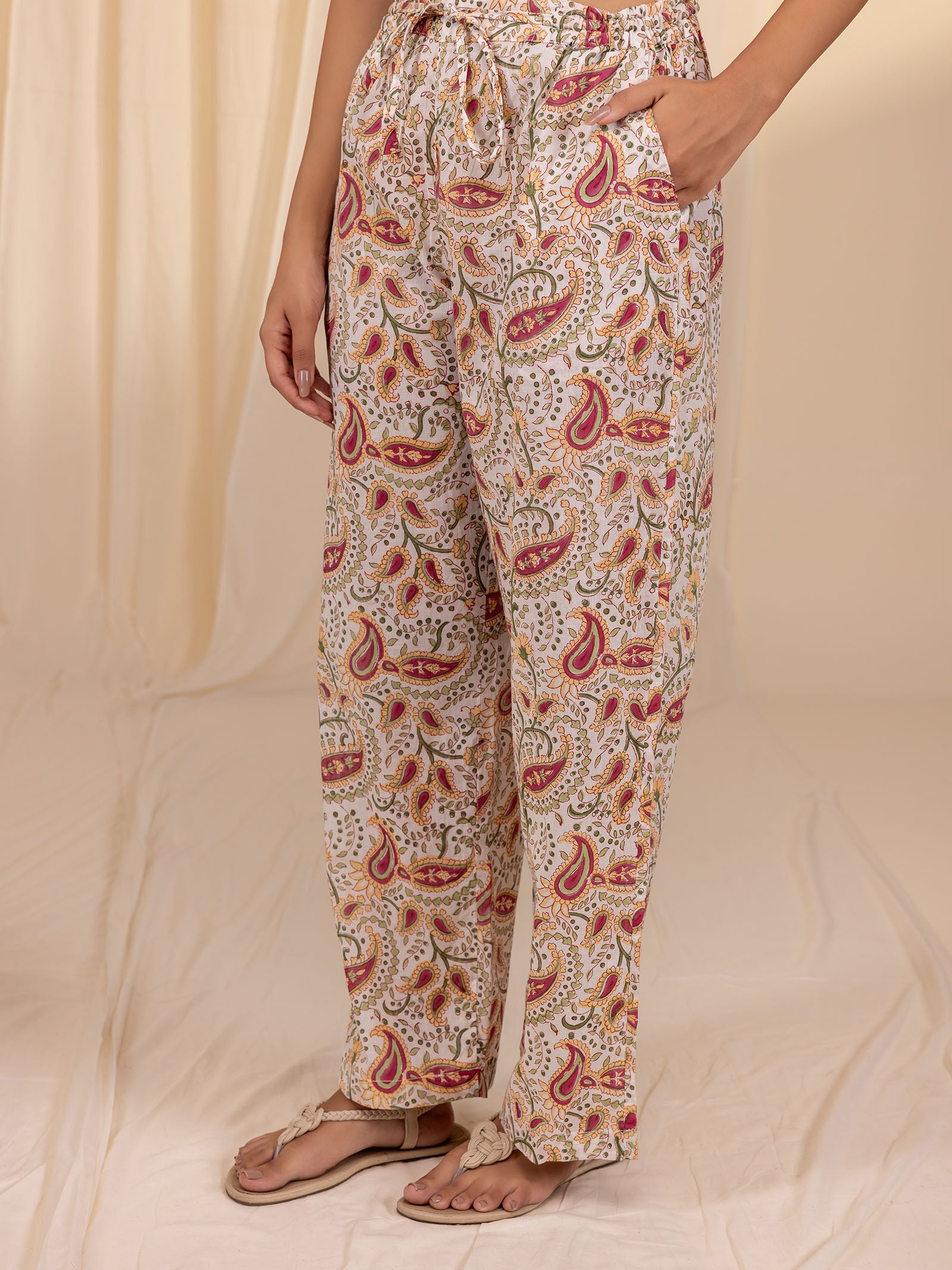 Paisley Collared Cotton Night Suit