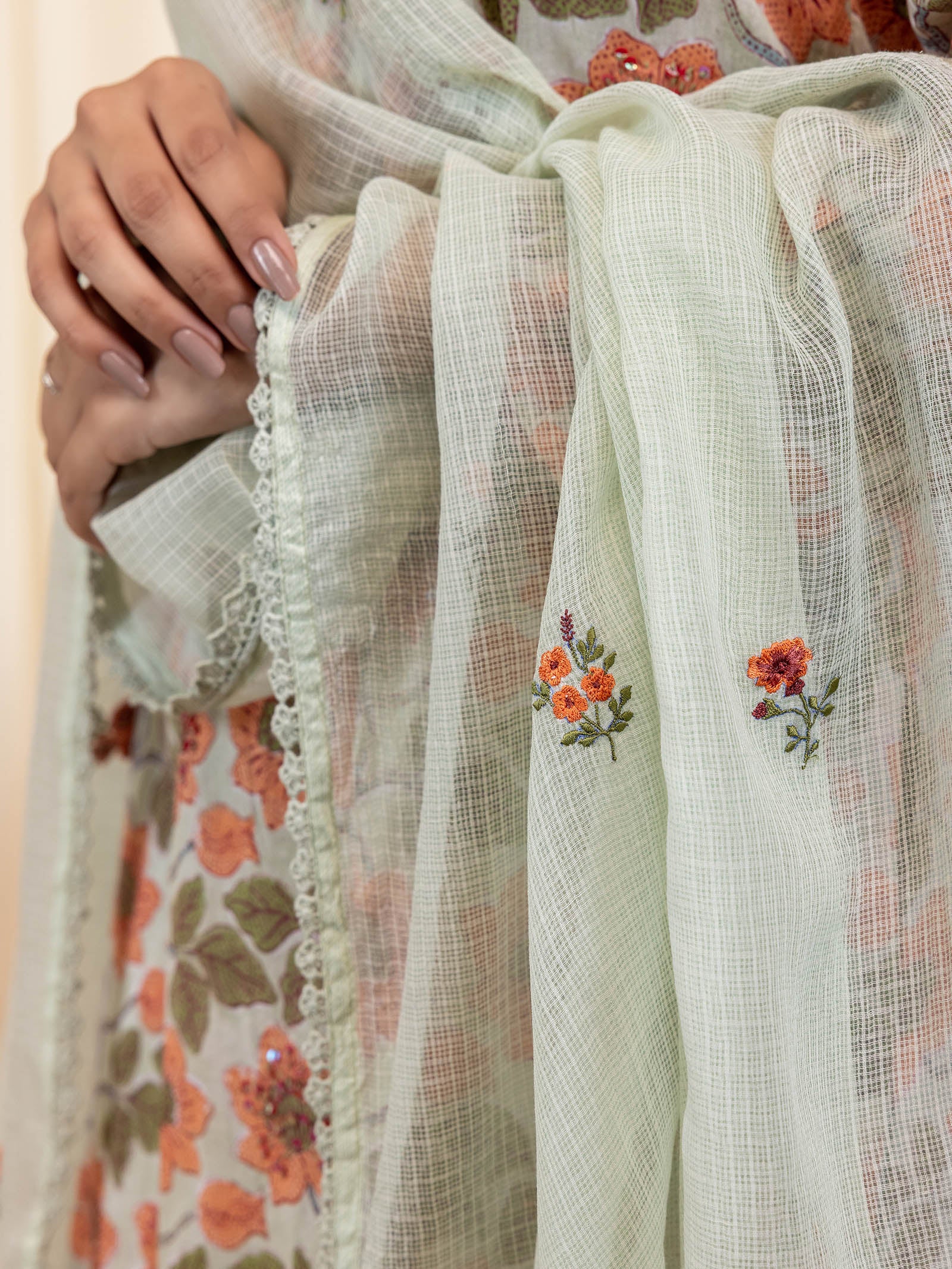 Pale Pastel Mint Kota Dupatta