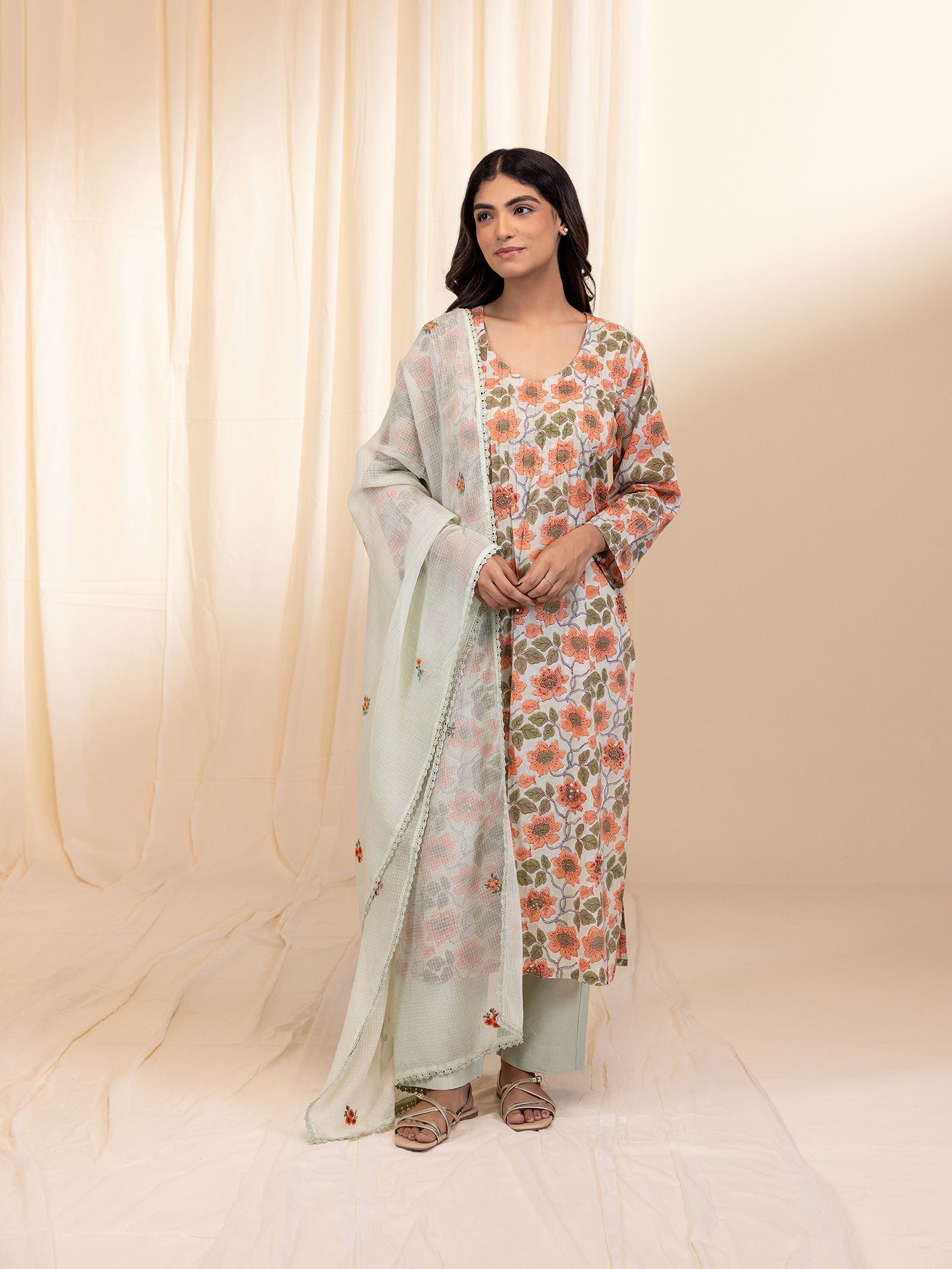Pale Pastel Mint Voile Kurta