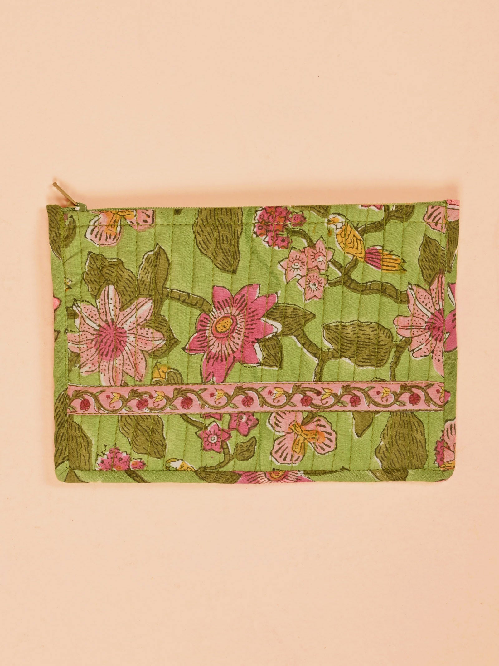 Passiflora Quilted Makeup Pouch With Mirror