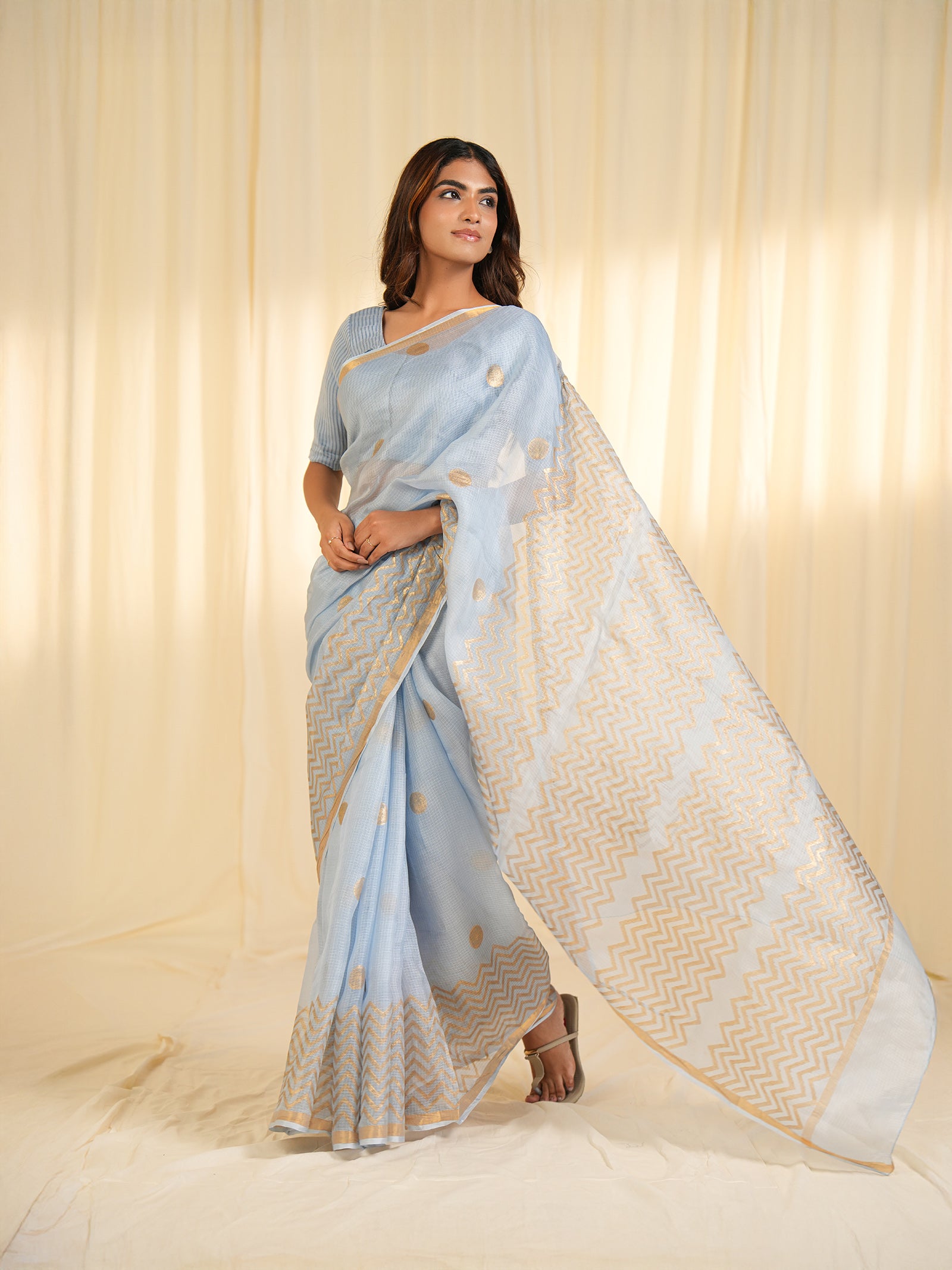 Pastel Blue Kota Silk Saree