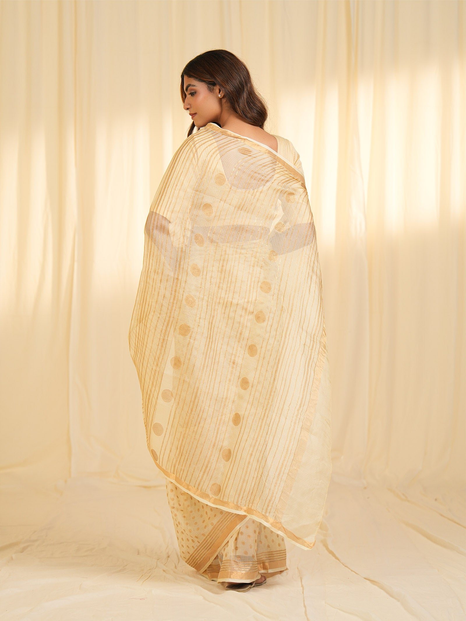 Pastel Cream Kota Silk Saree