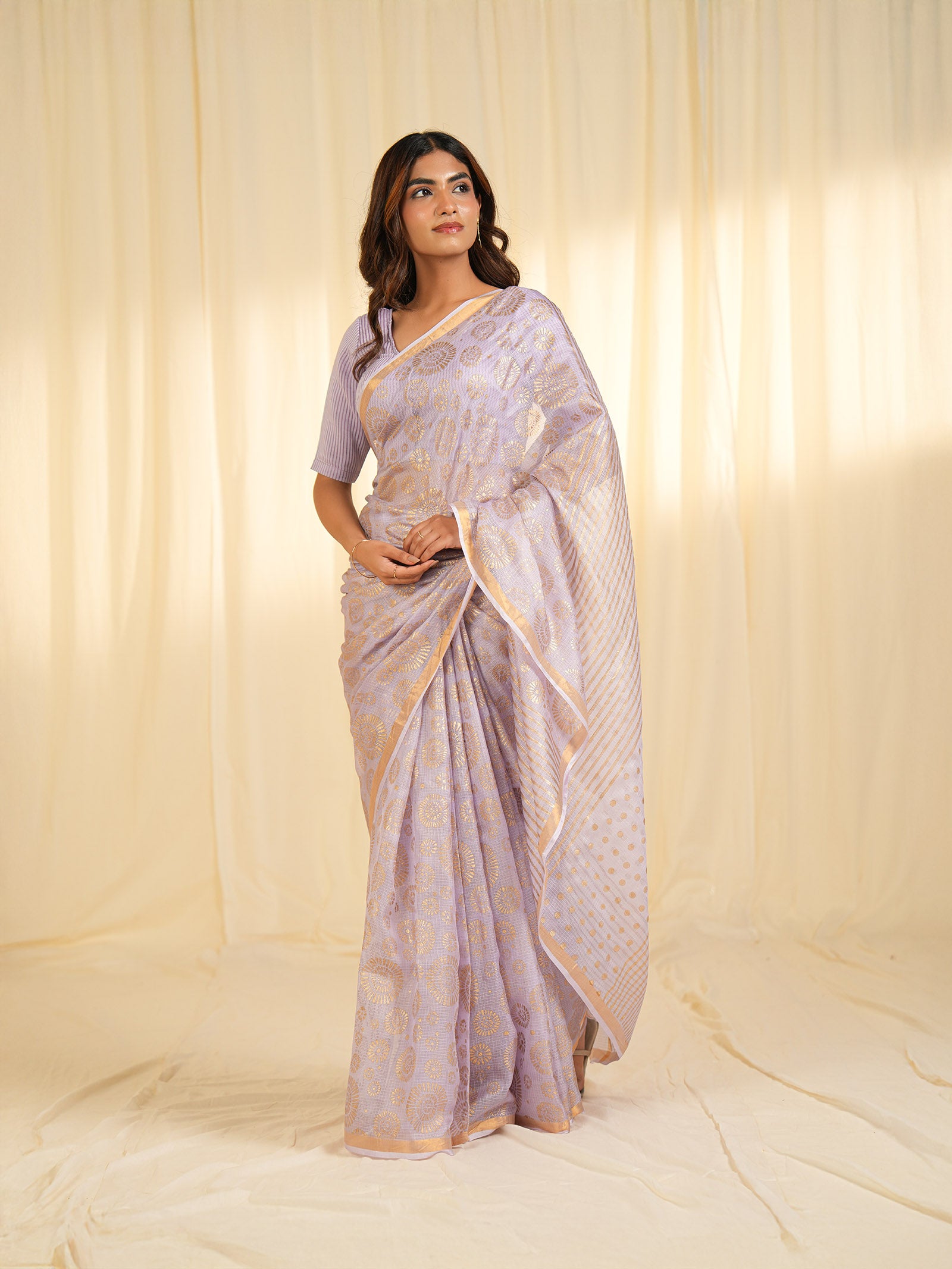 Pastel Lavender Kota Silk Saree