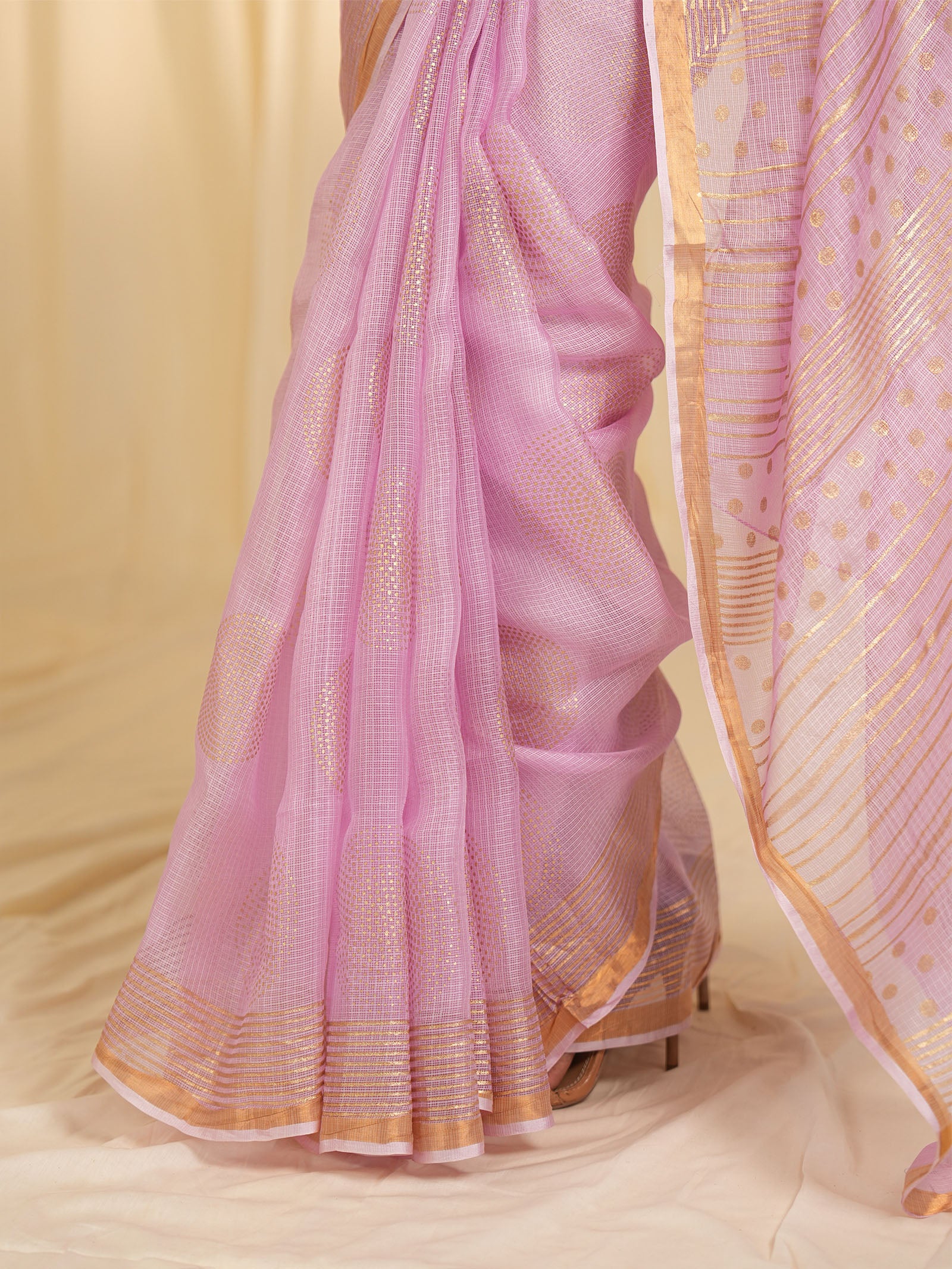 Pastel Pink Kota Silk Saree