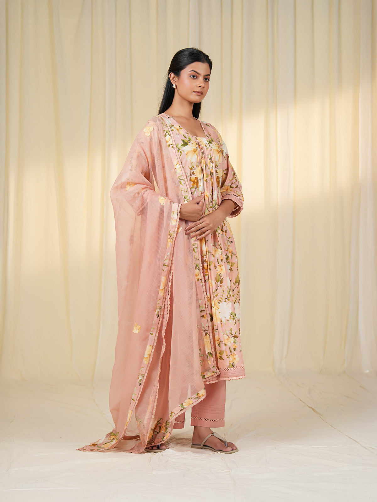 Peachy Kota Dupatta