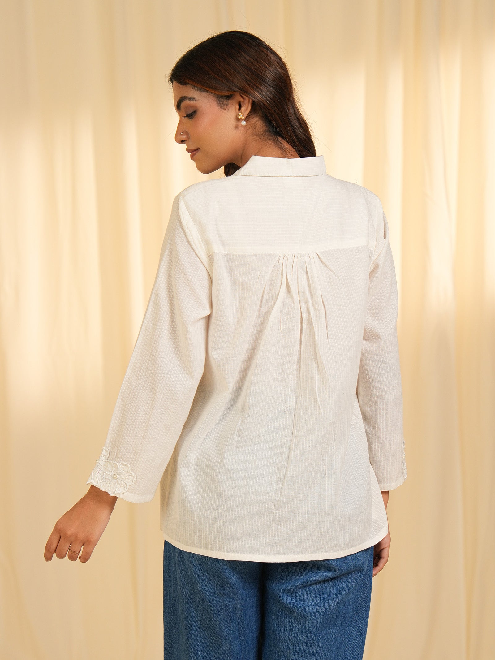 Pearl Flower Cotton Shirt