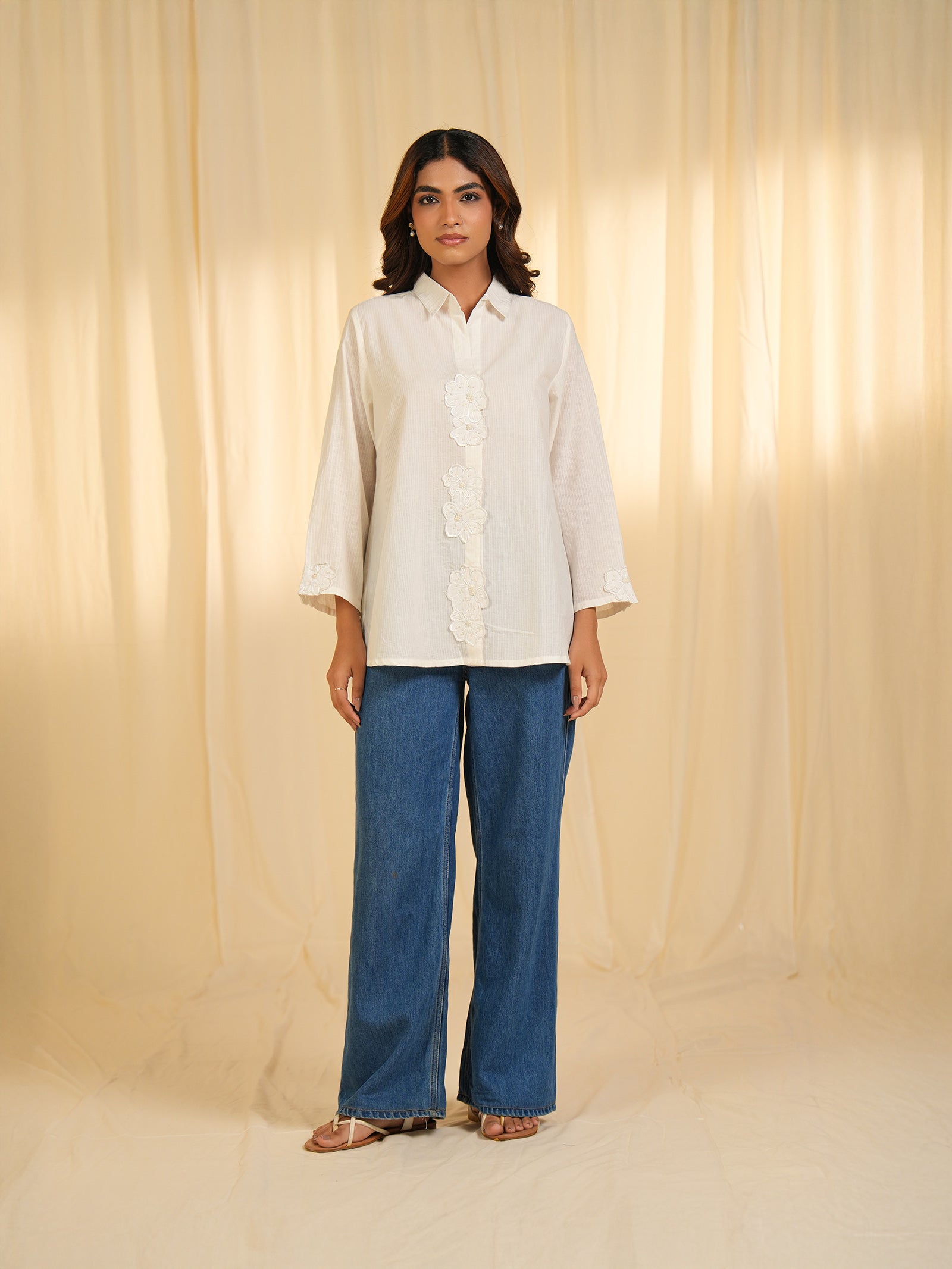 Pearl Flower Cotton Shirt