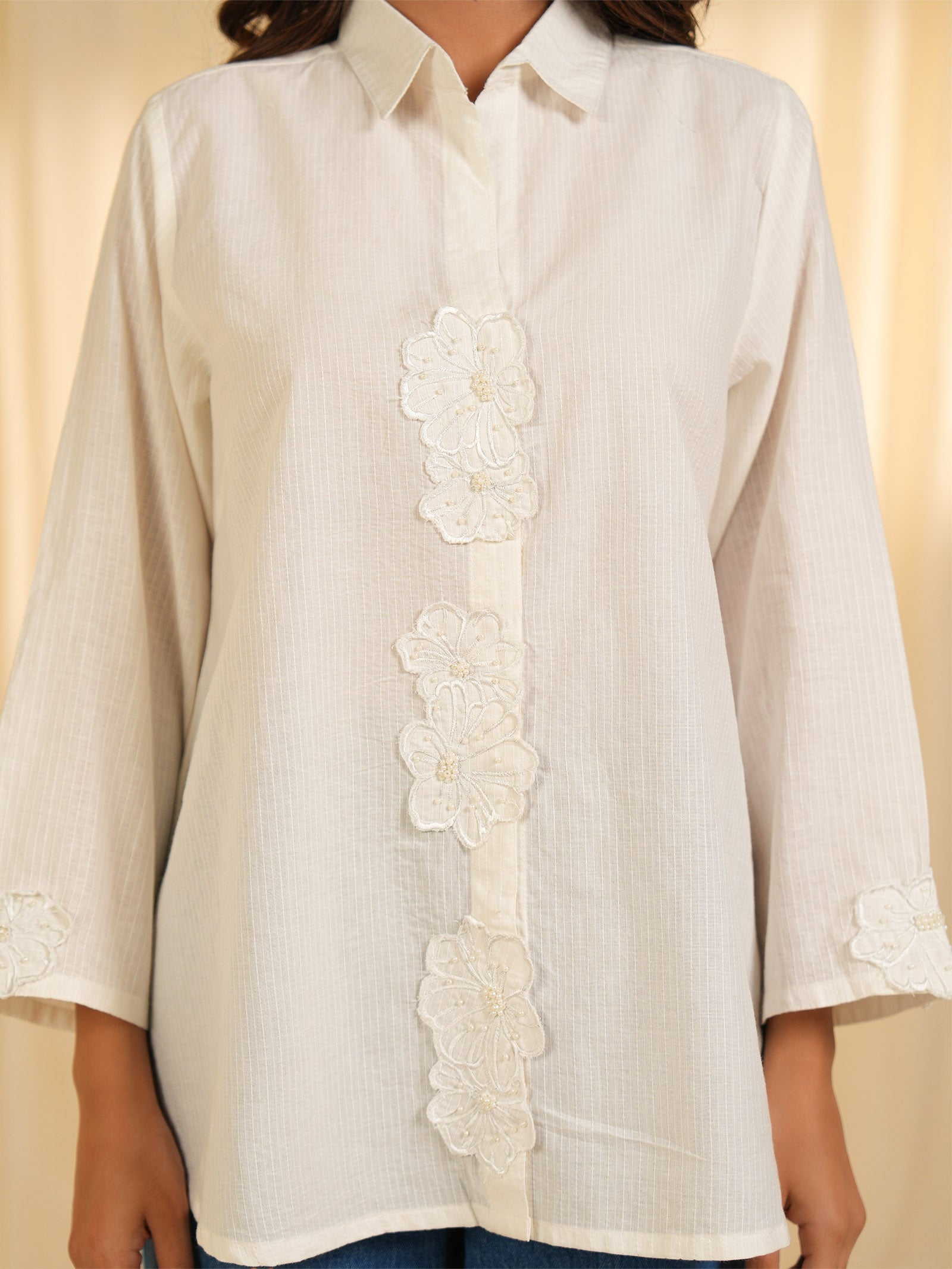 Pearl Flower Cotton Shirt
