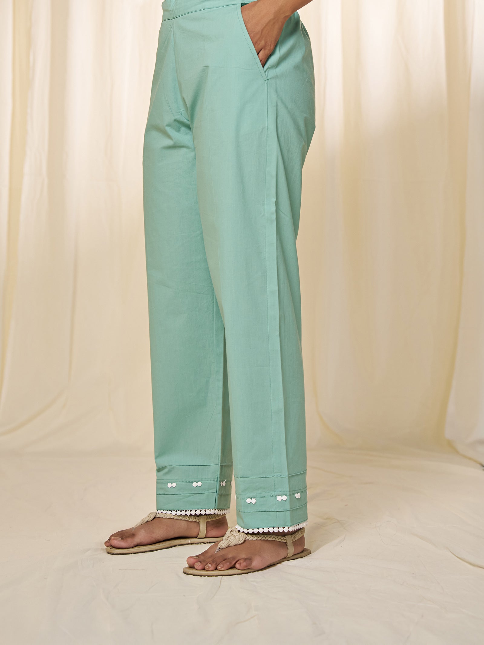 Phulwari Cotton Straight Pants