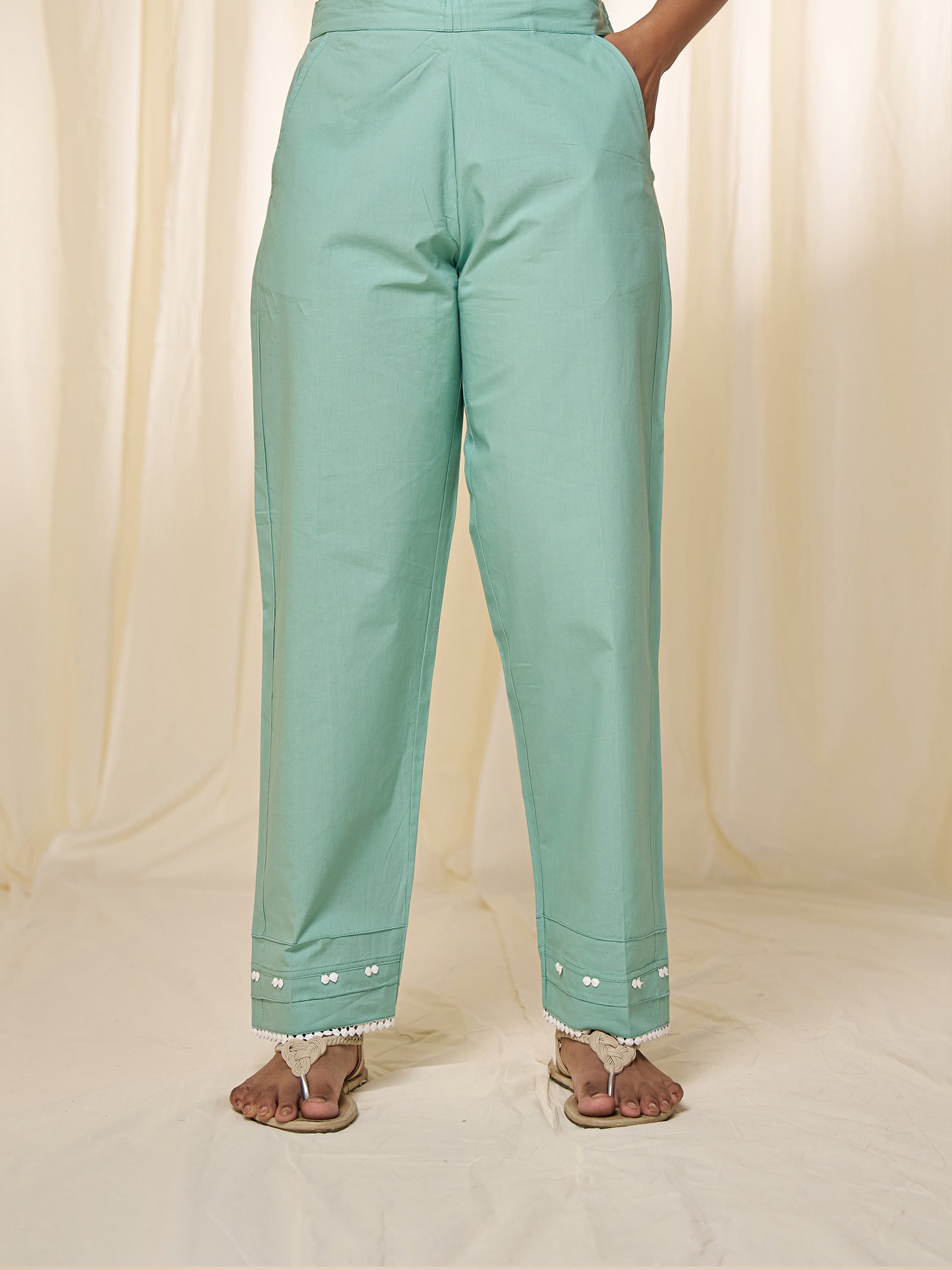 Phulwari Cotton Straight Pants