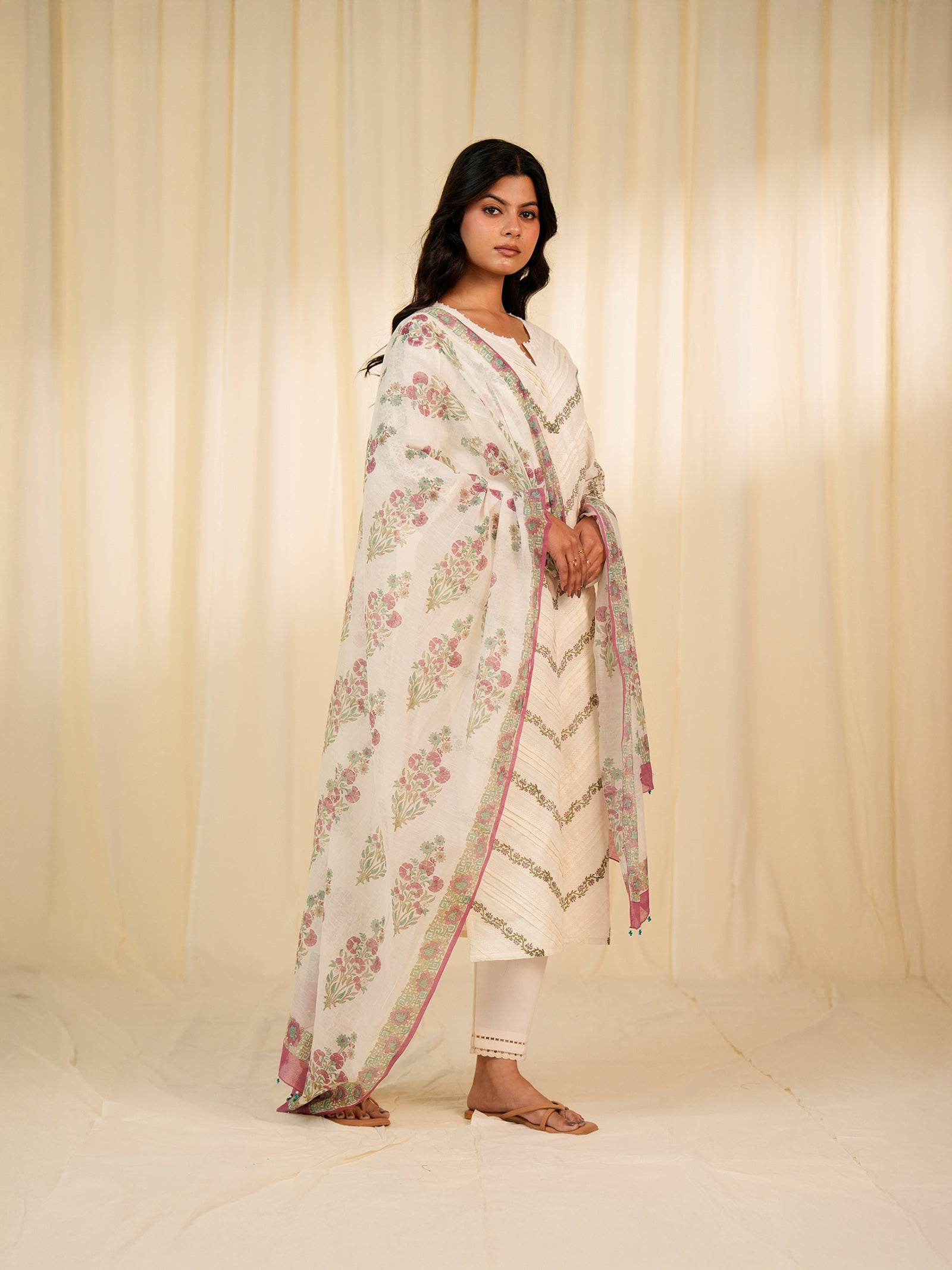 Pink Tusker Chanderi Dupatta
