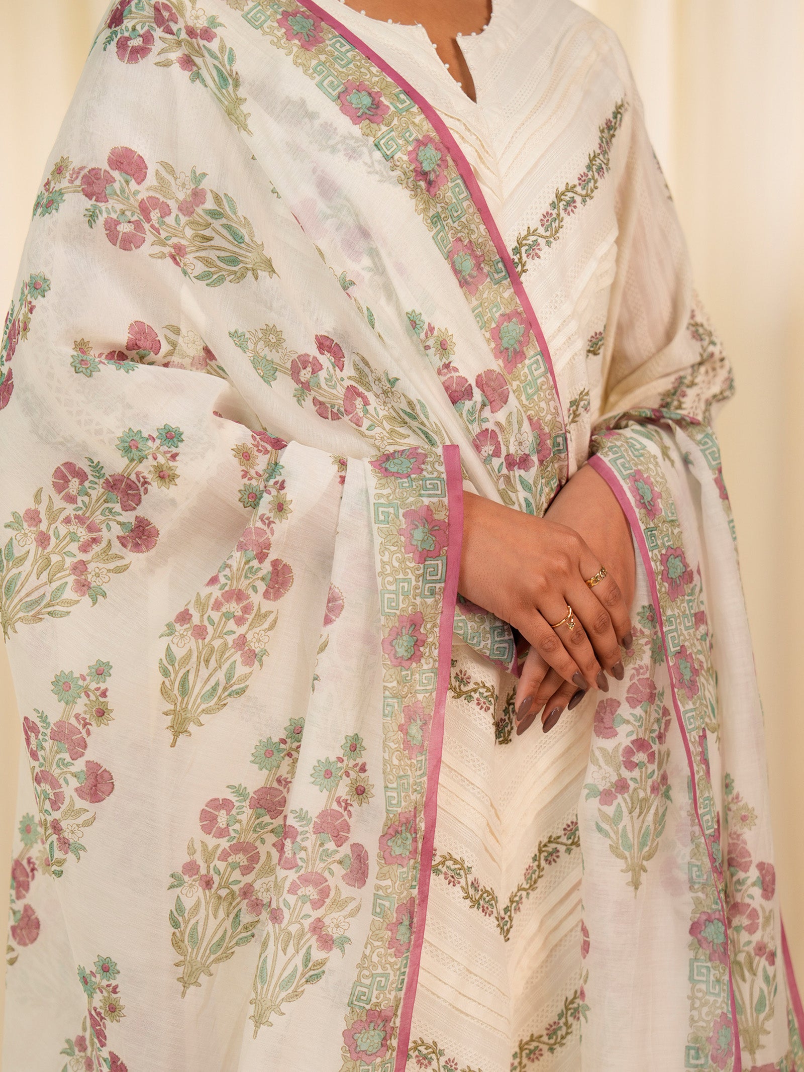 Pink Tusker Chanderi Dupatta