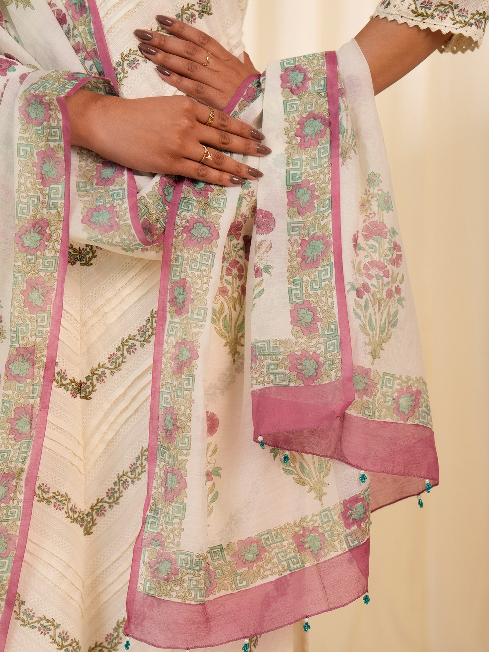 Pink Tusker Chanderi Dupatta