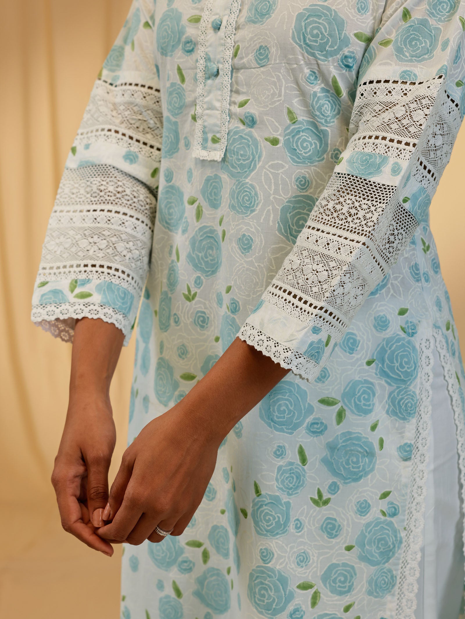 Powder Roses Cotton Kurta