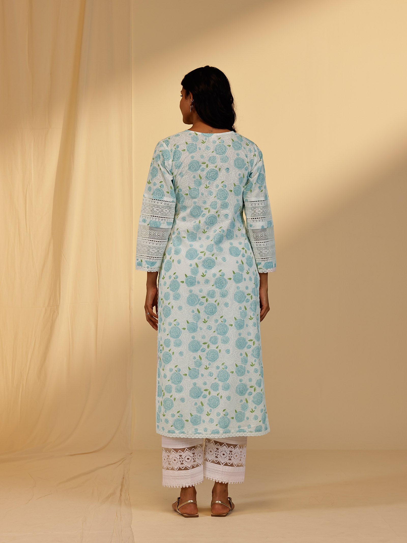 Powder Roses Cotton Kurta