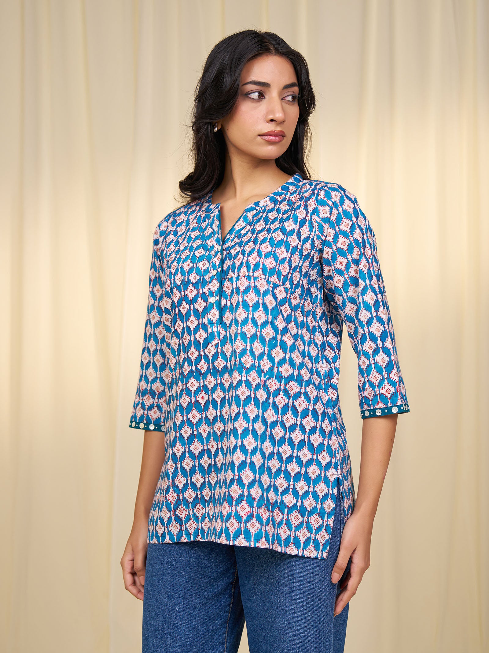 Teal Cotton Kurti