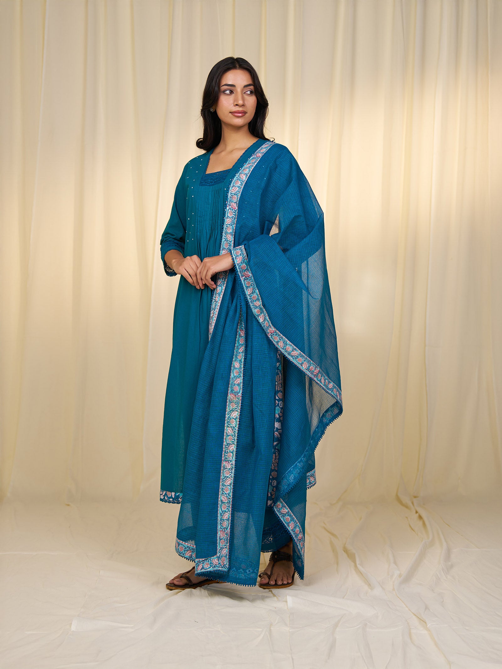 Teal Jaal Kota Dupatta