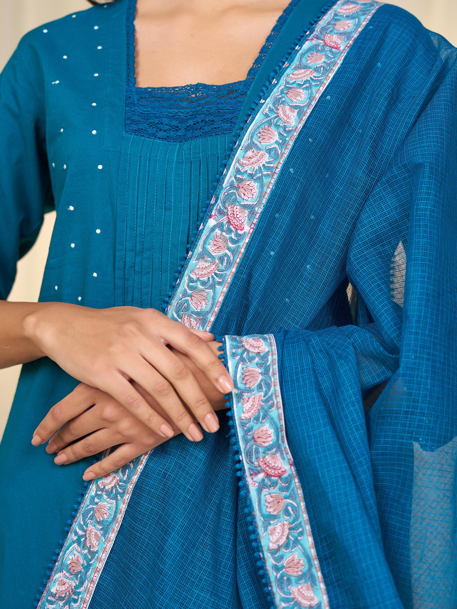 Teal Jaal Kota Dupatta
