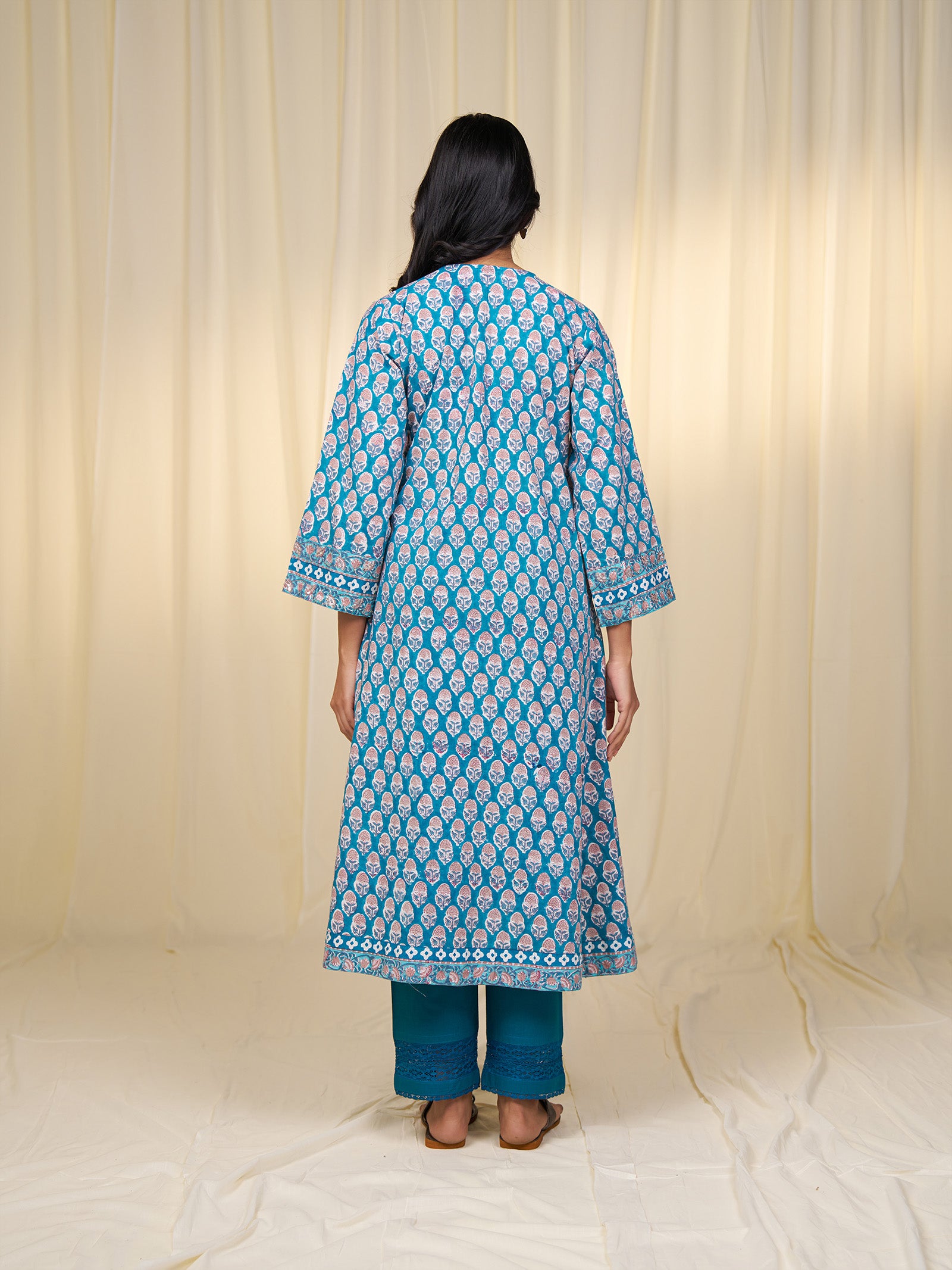 Classic Teal Booti Cotton Kurta