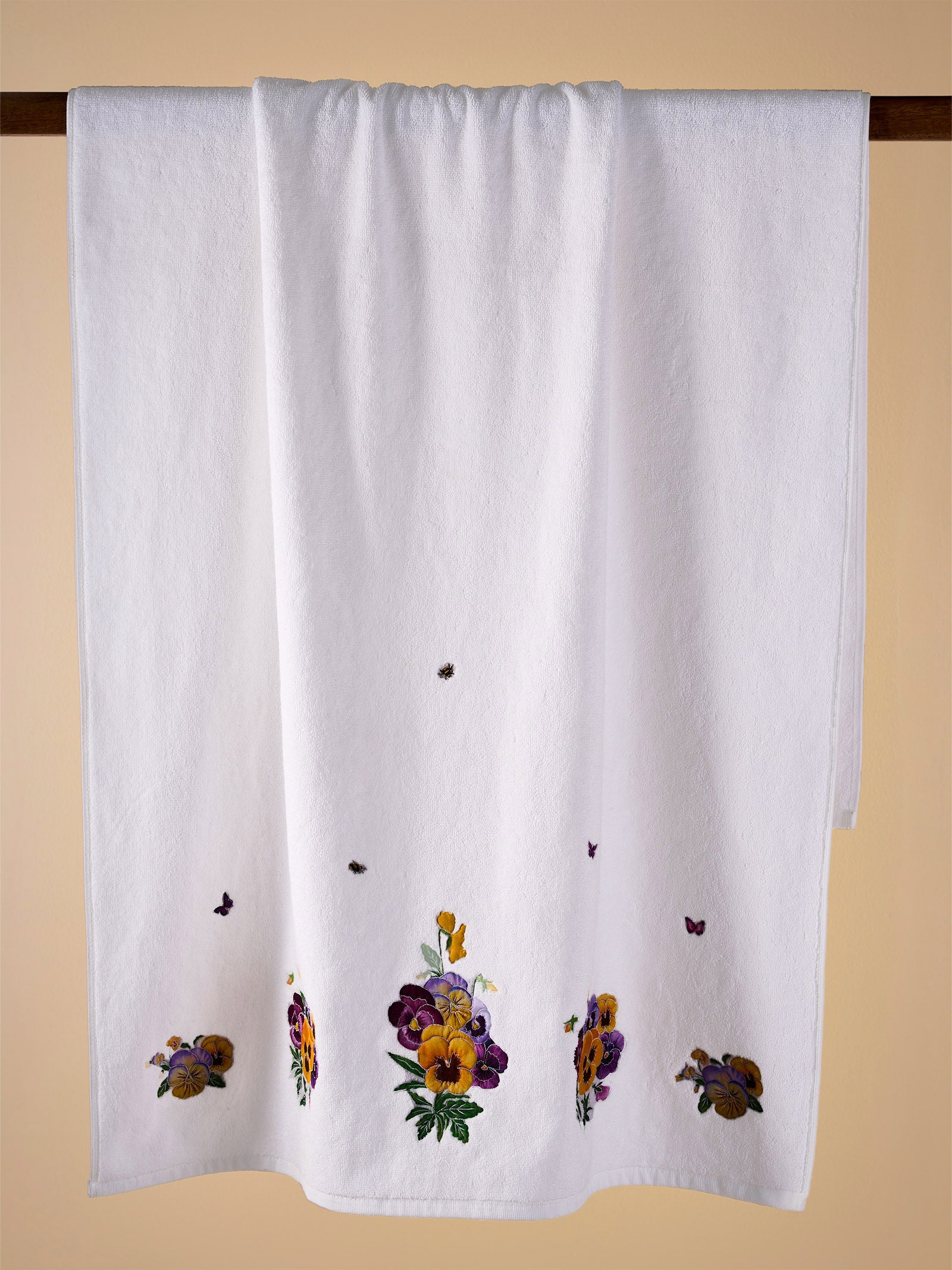 Purple Pansies Bath Towel