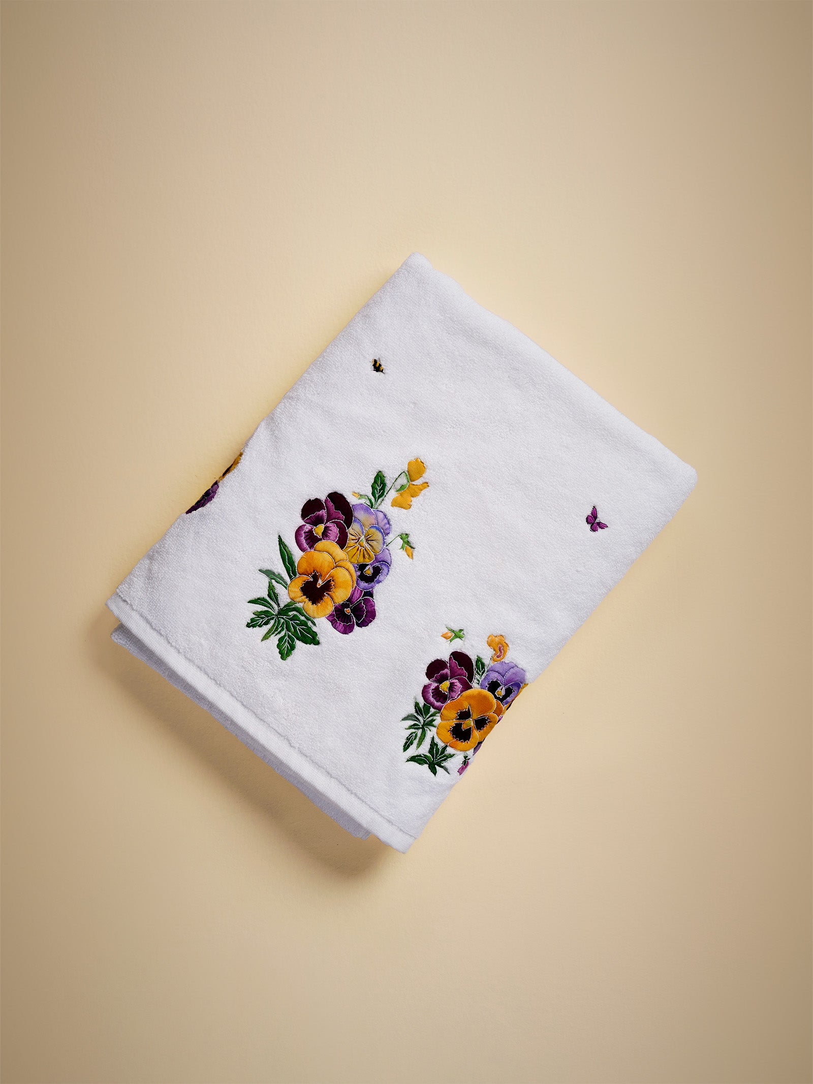 Purple Pansies Bath Towel