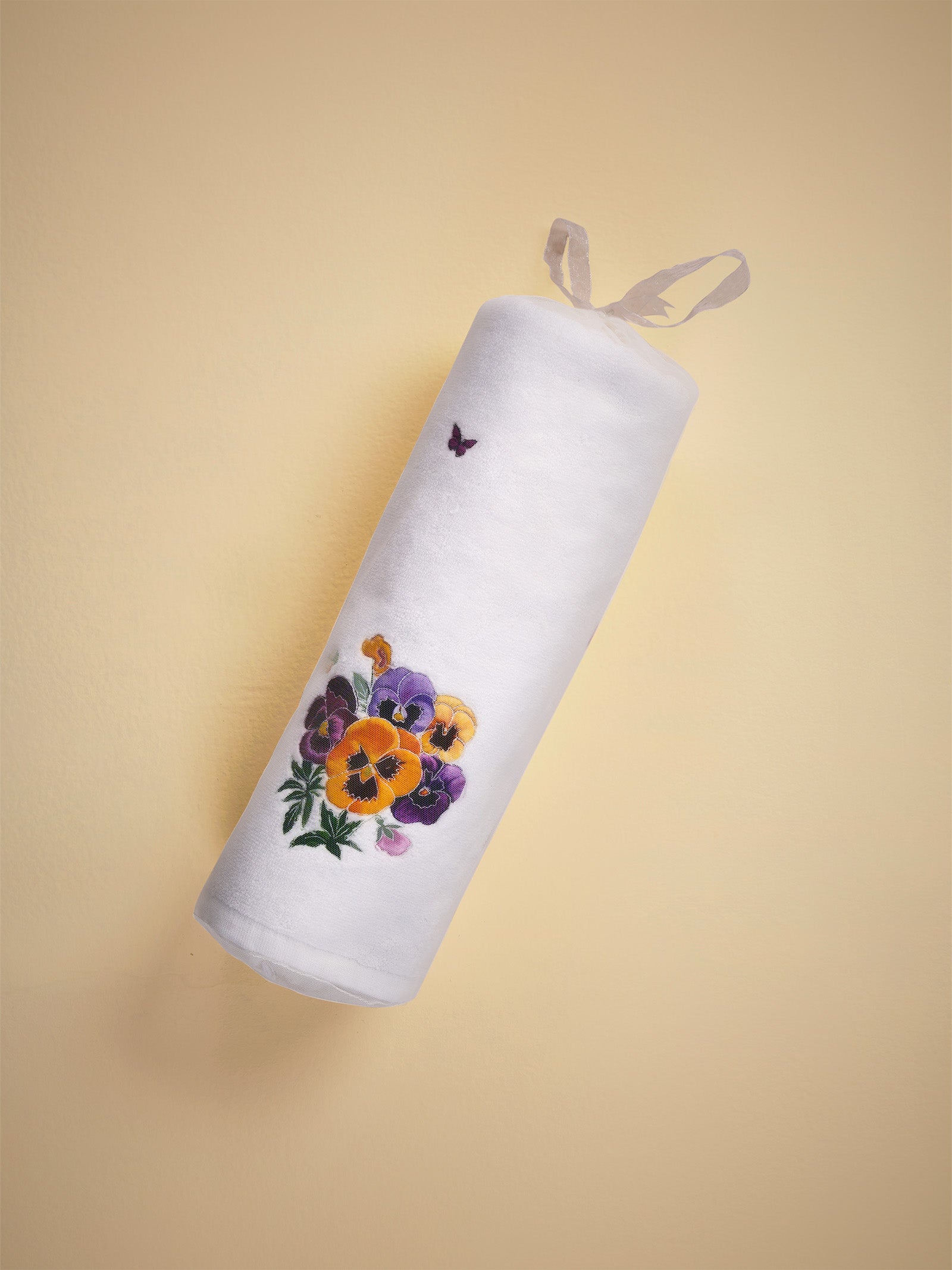 Purple Pansies Bath Towel