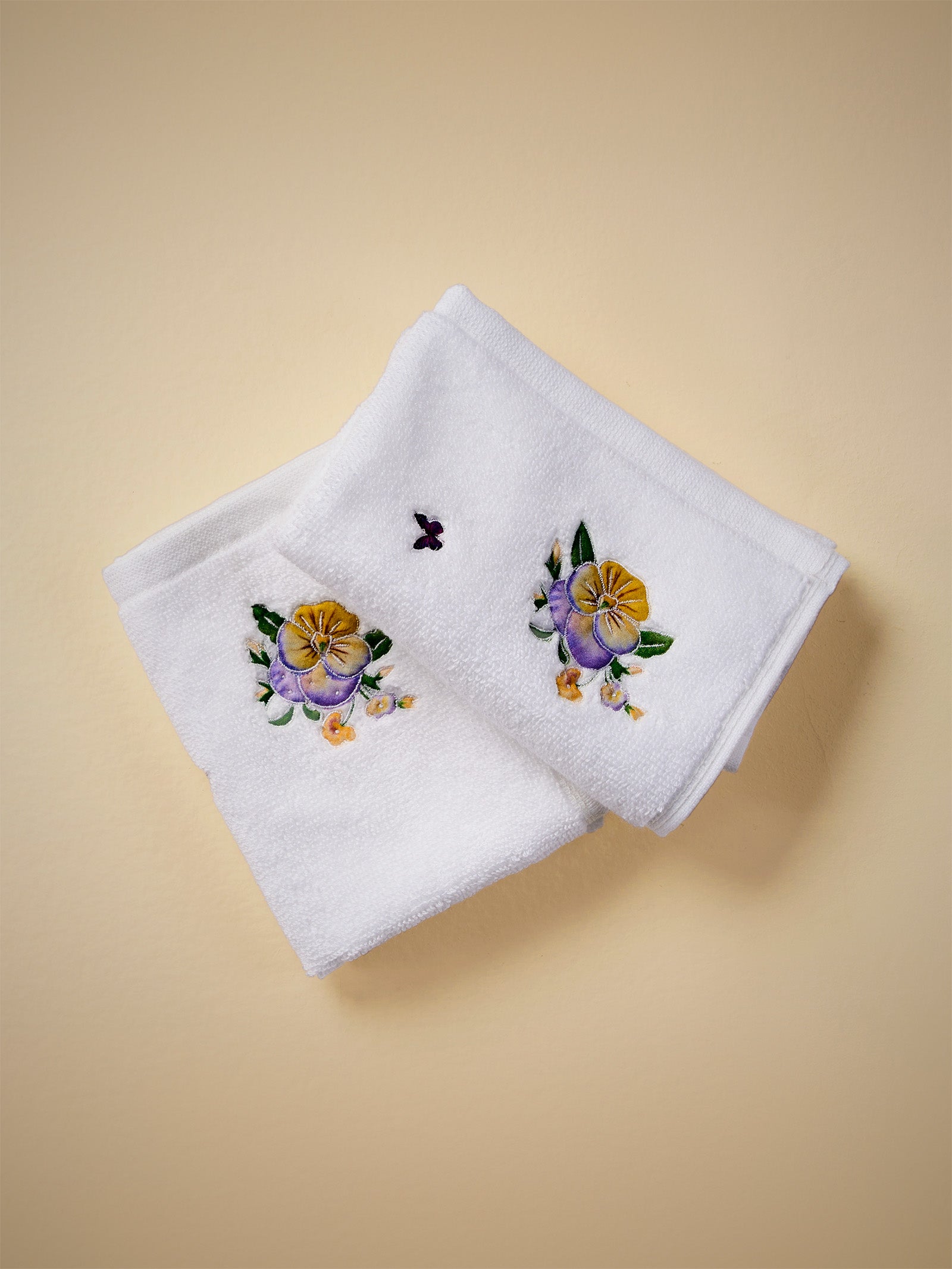 Purple Pansies Face Towel (Set of 2)