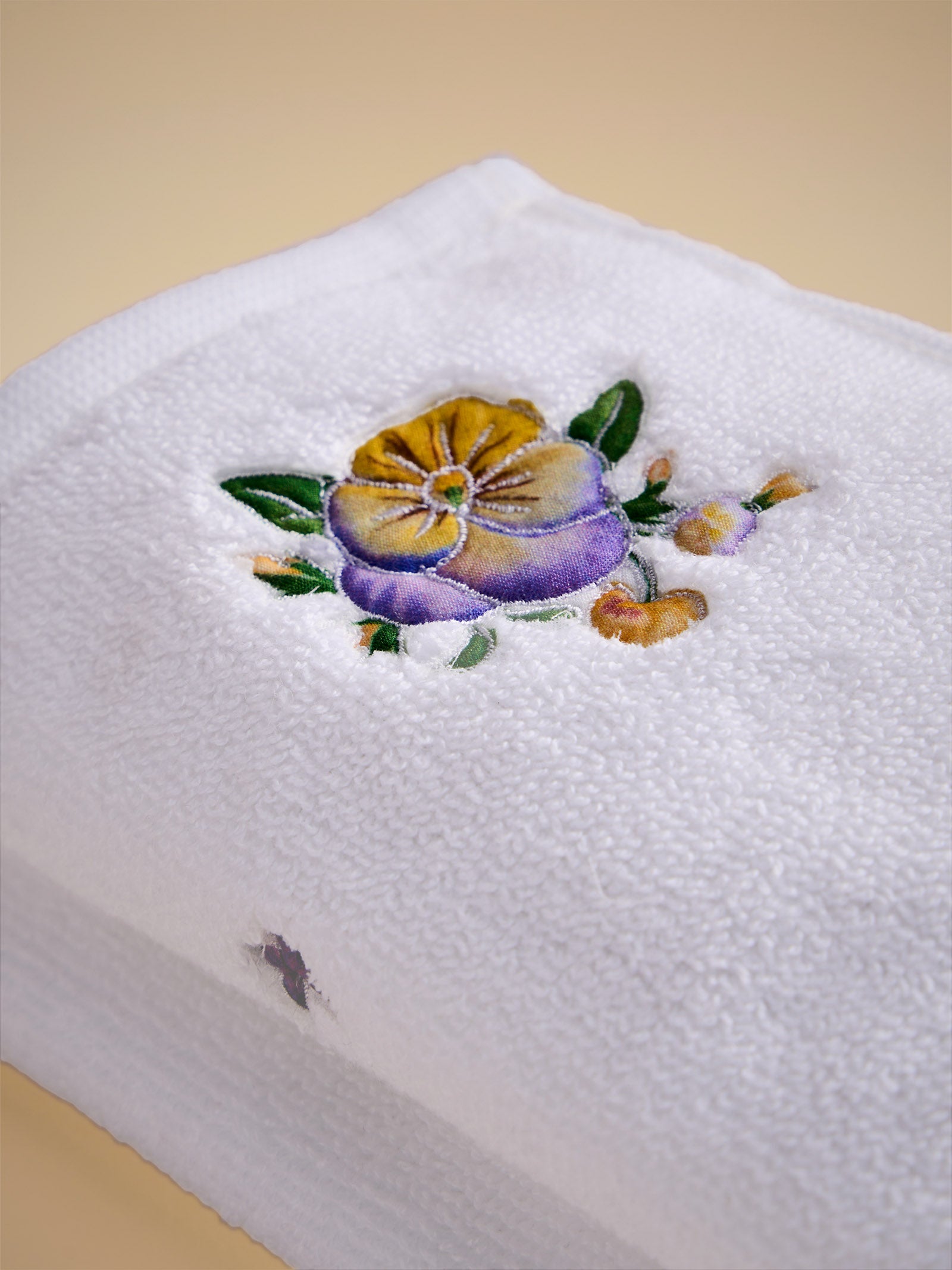 Purple Pansies Face Towel (Set of 2)