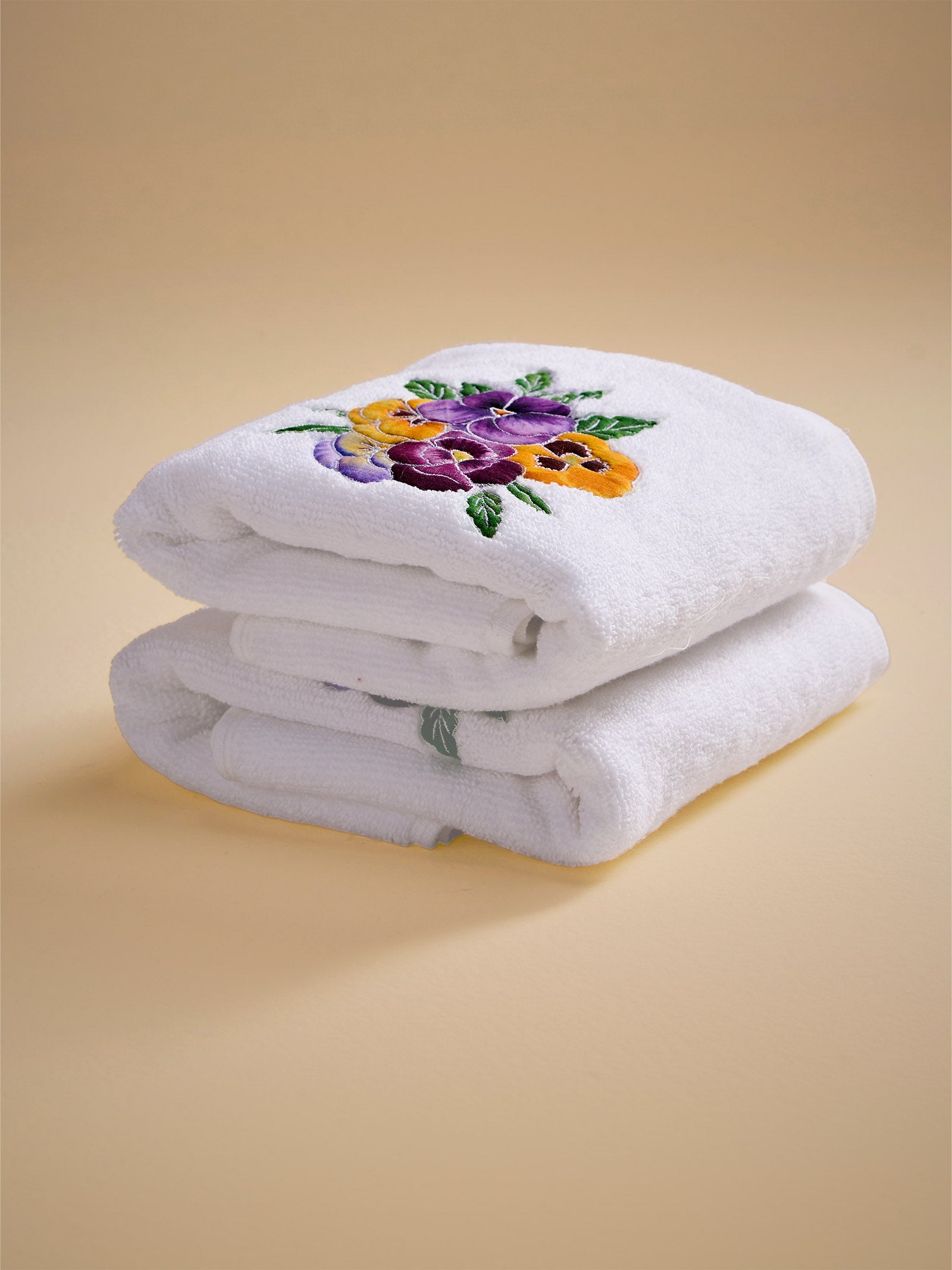 Purple Pansies Hand Towel (Set of 2)