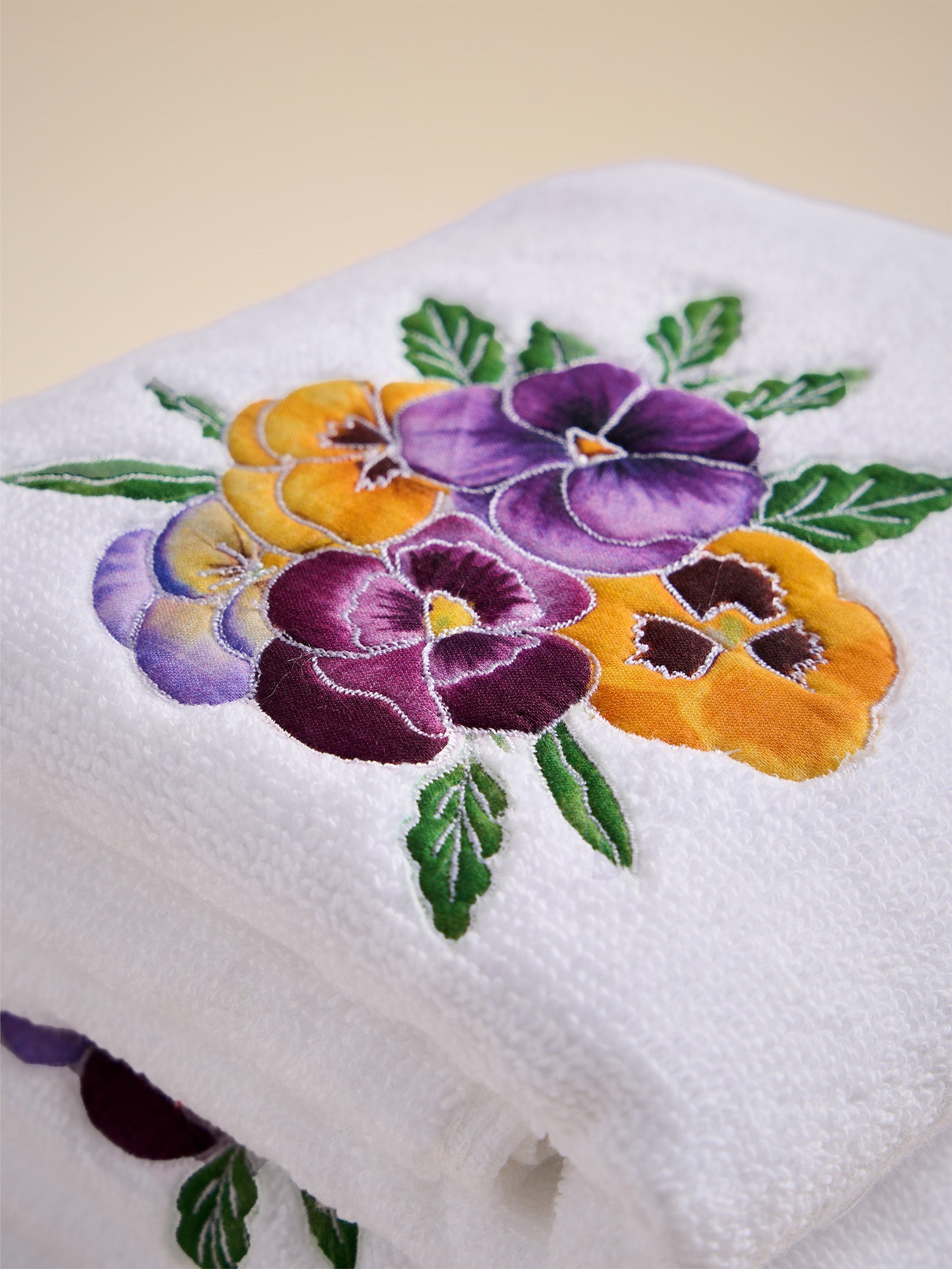 Purple Pansies Hand Towel (Set of 2)