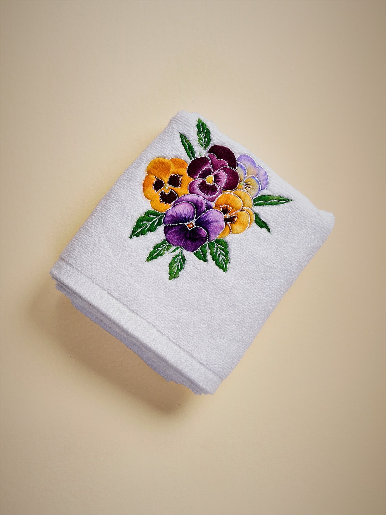 Purple Pansies Hand Towel (Set of 2)