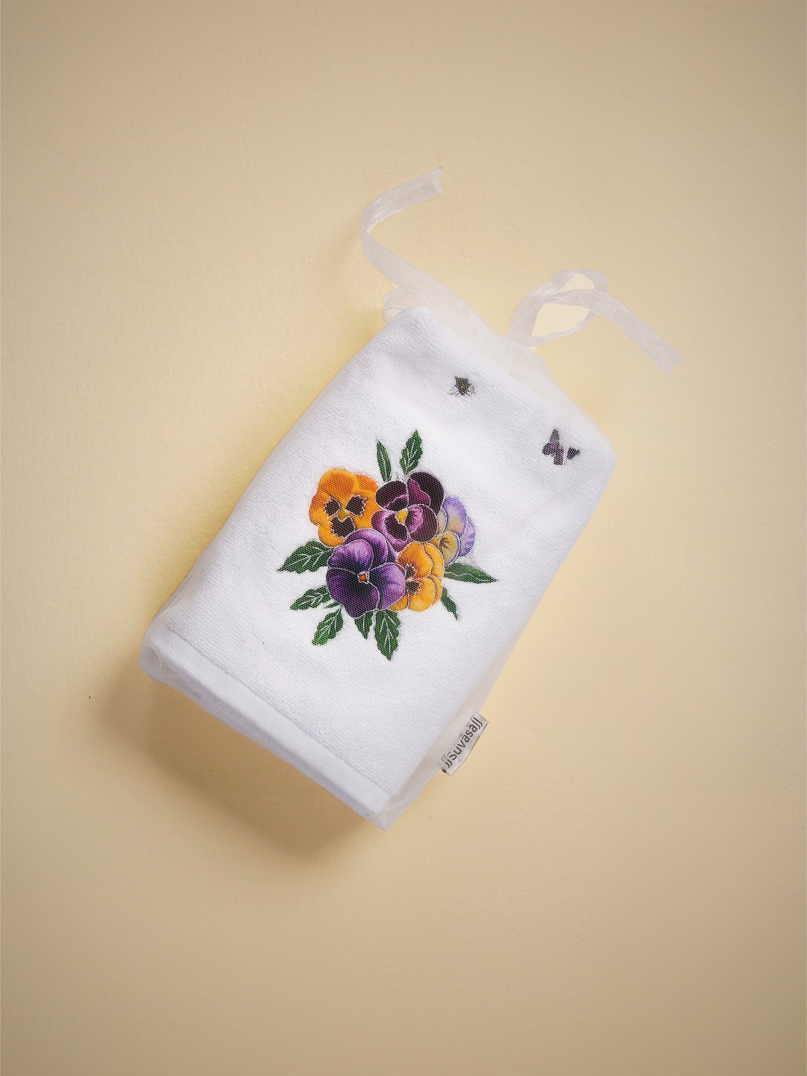 Purple Pansies Hand Towel (Set of 2)