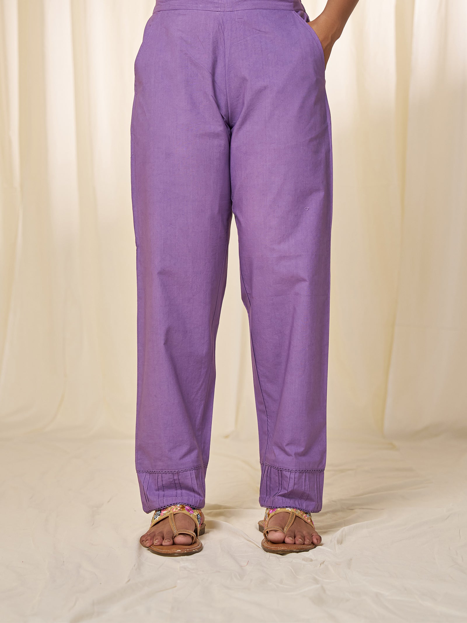 Purple Pizzazz Cotton Straight Pants