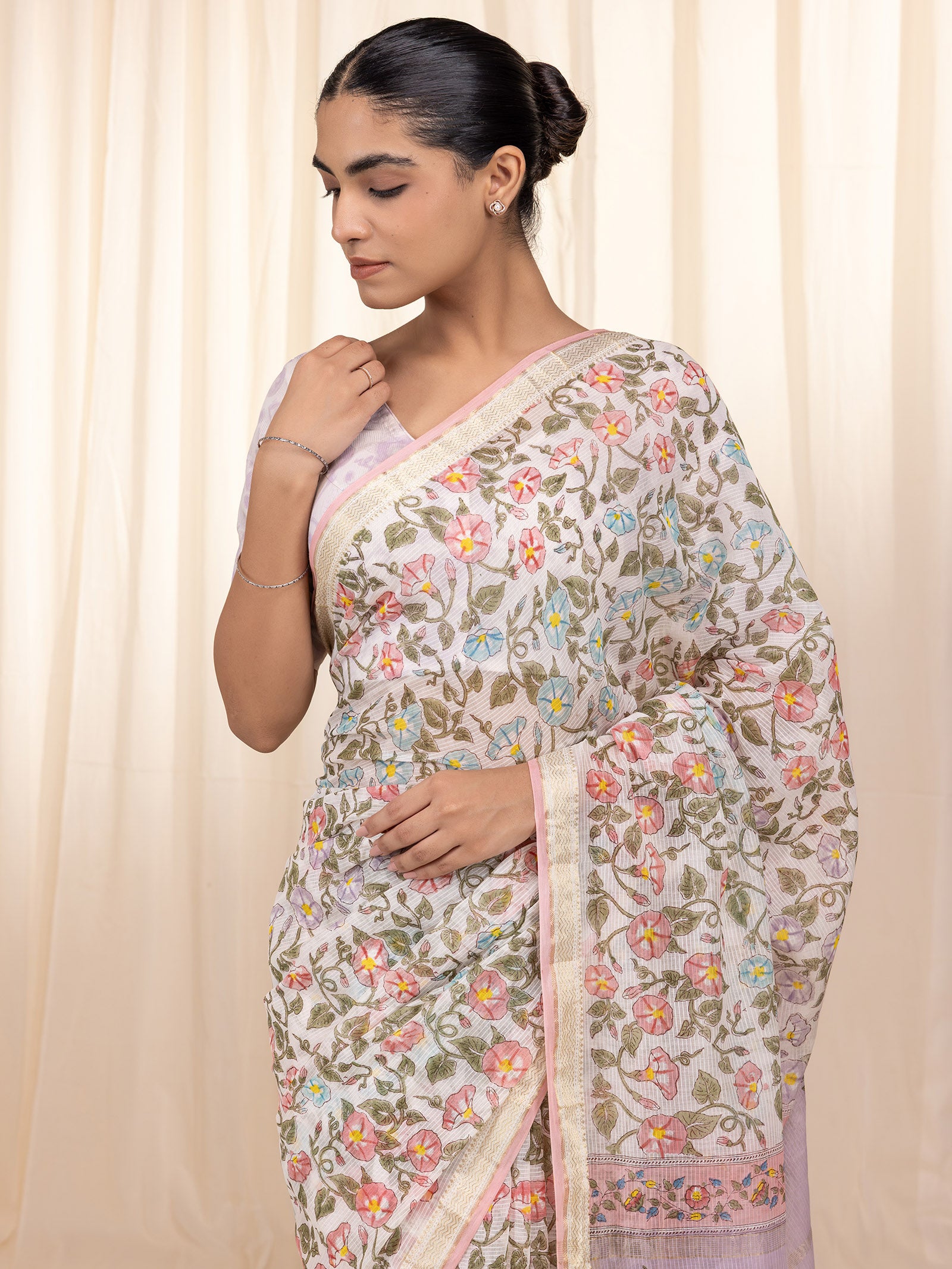 Rainbow Maheshwari Saree