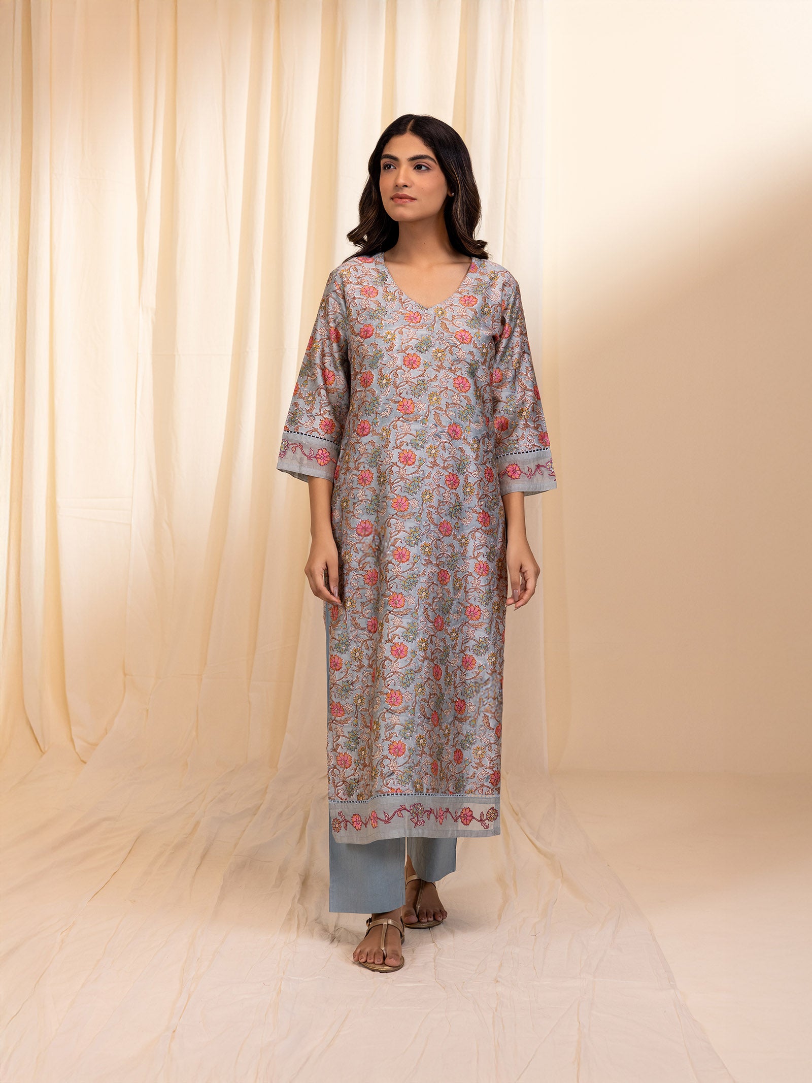 Rangrez Chanderi Kurta