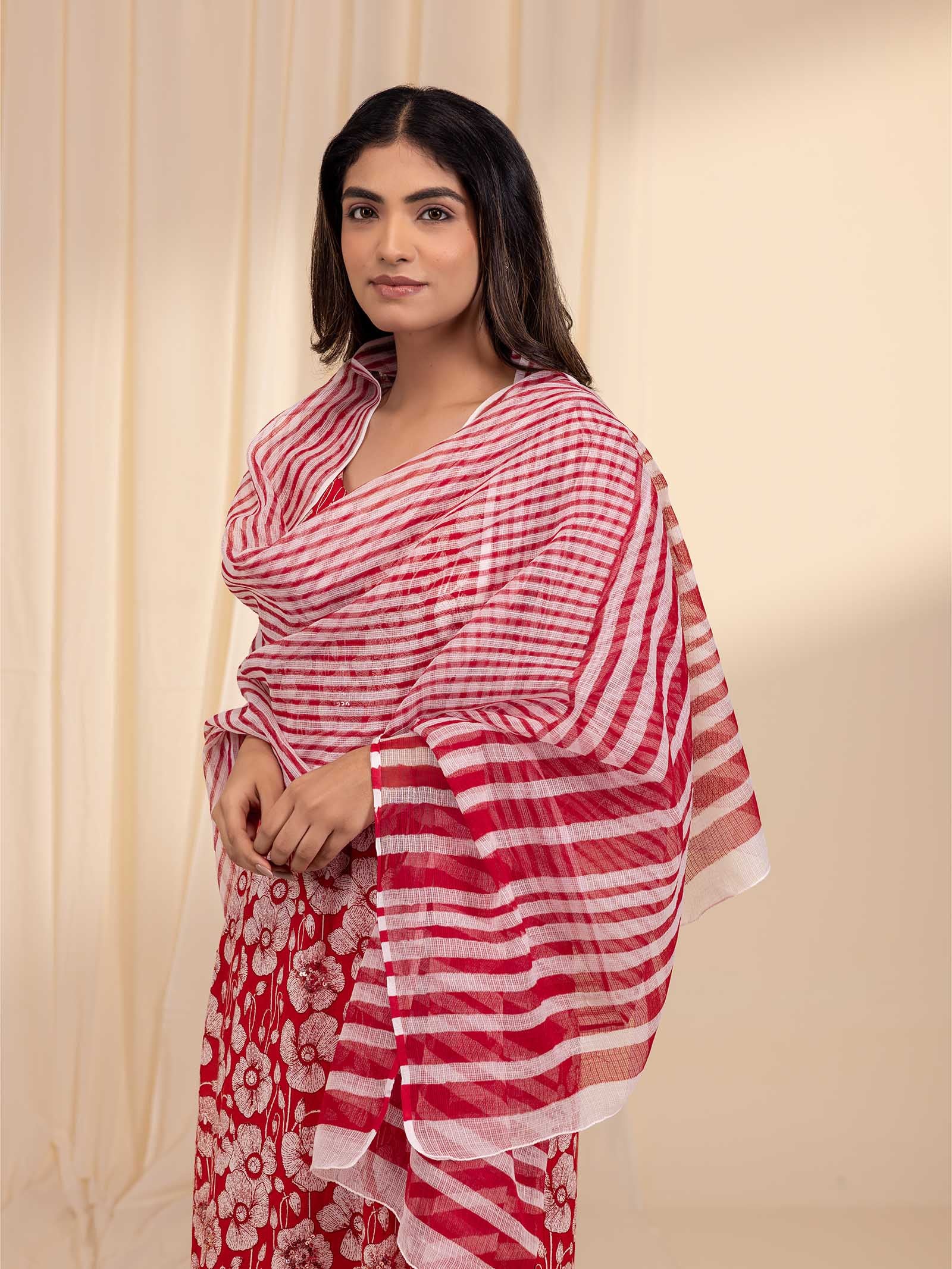 Red Poppy Kota Dupatta