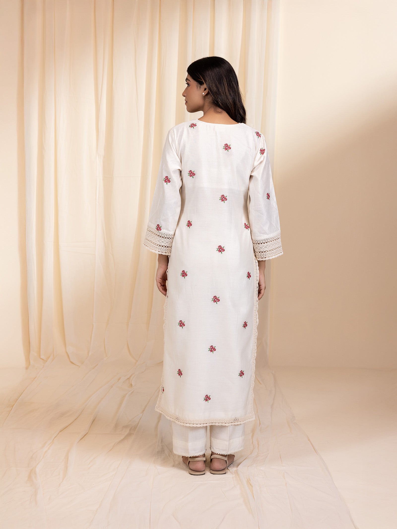 Rosy Pearls Chanderi Kurta
