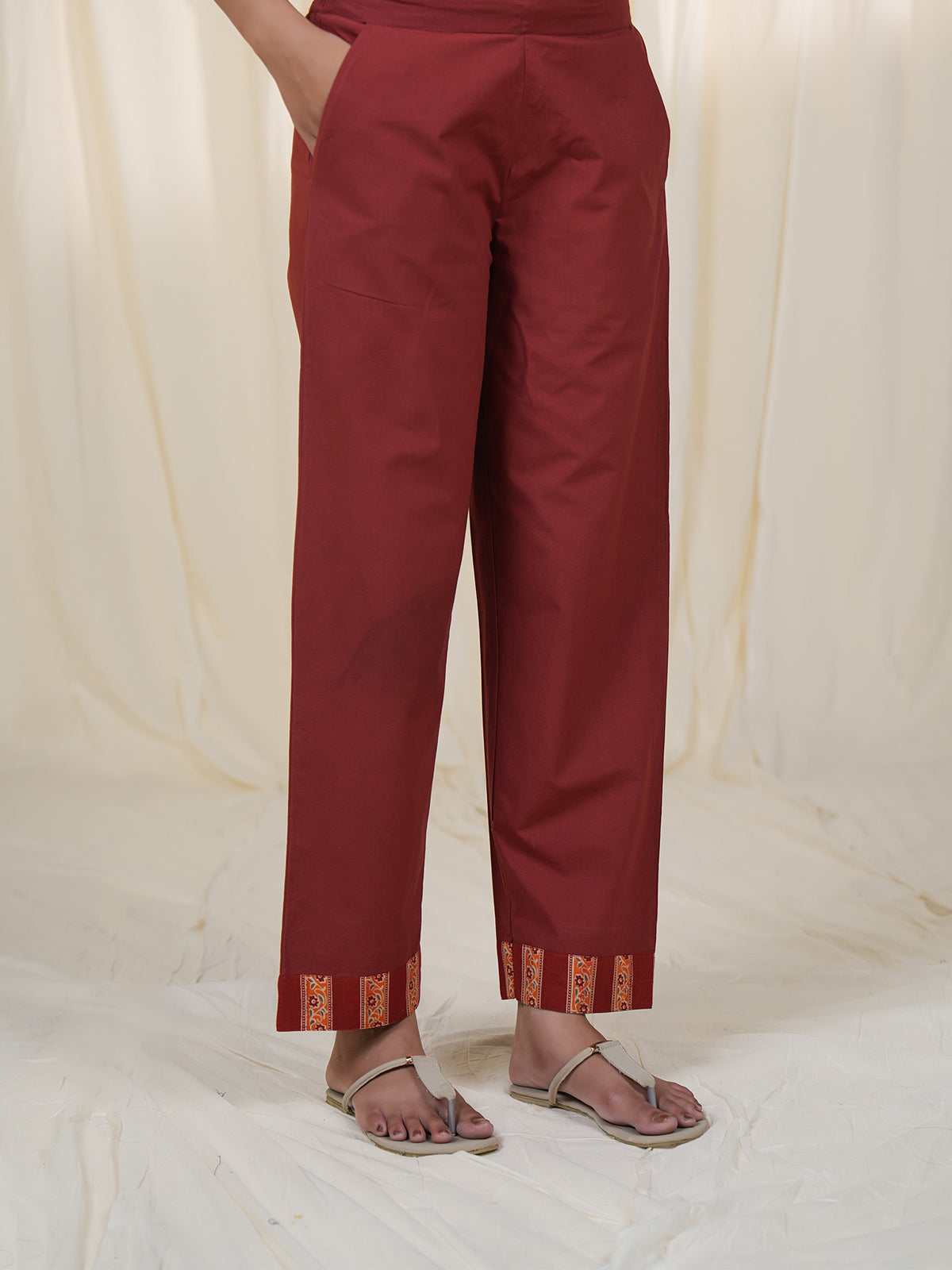 Rustic Indian Cotton Straight Pants