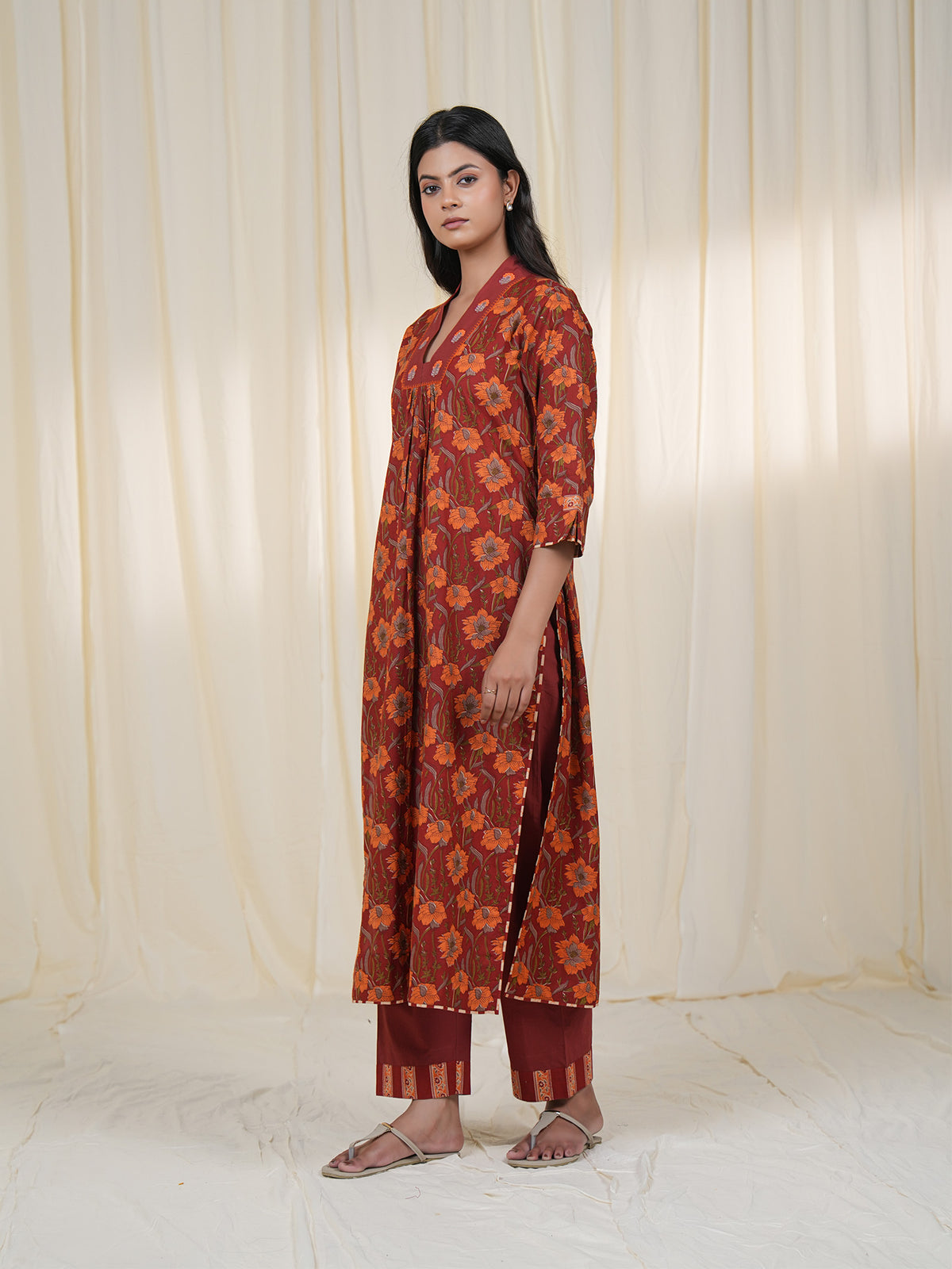 Rustic Indian Floral Cotton Kurta