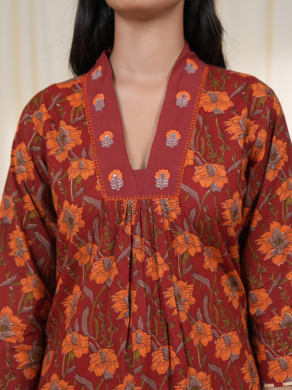 Rustic Indian Floral Cotton Kurta