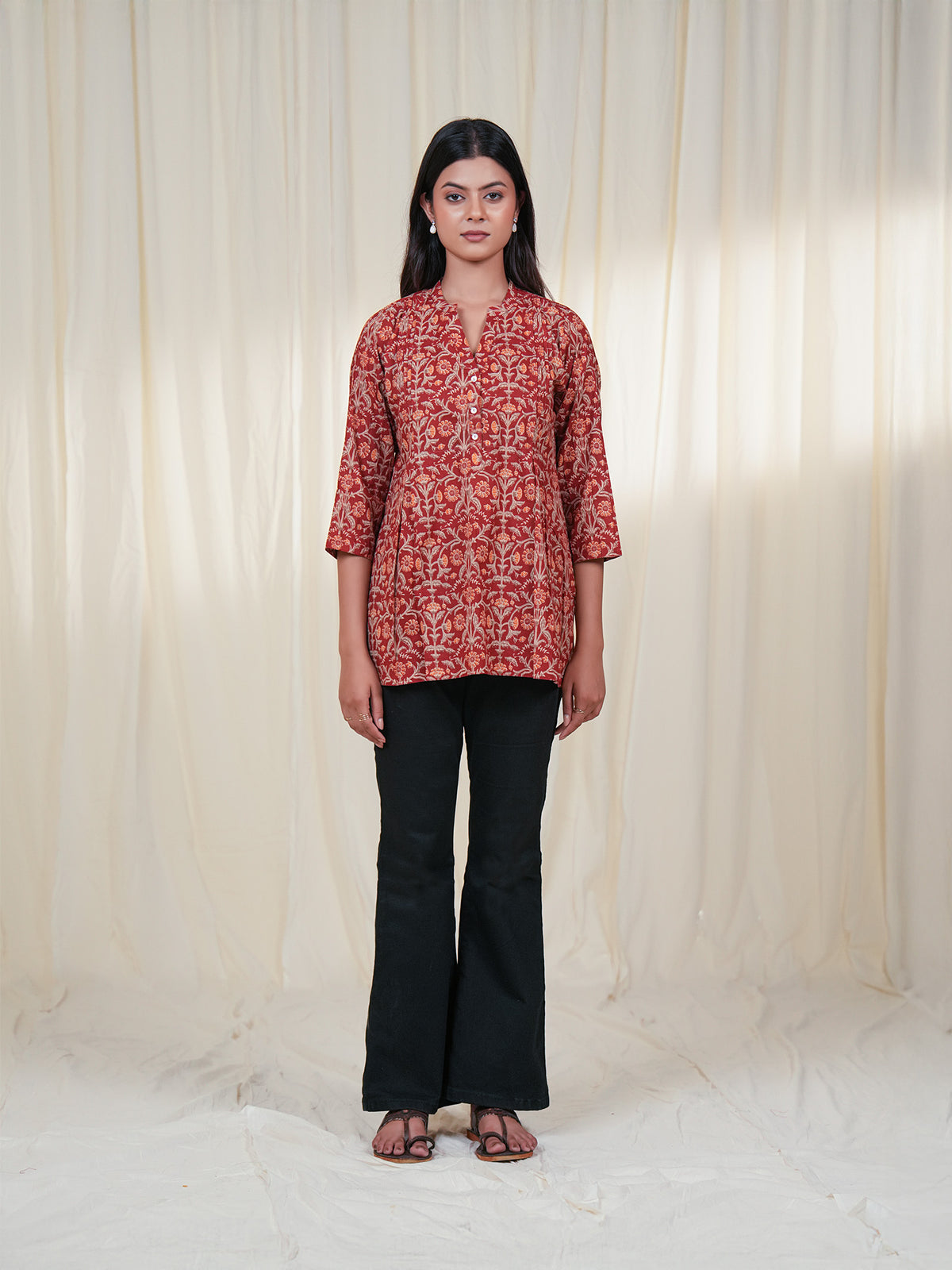 Rustic Indian Jaal Cotton Kurti