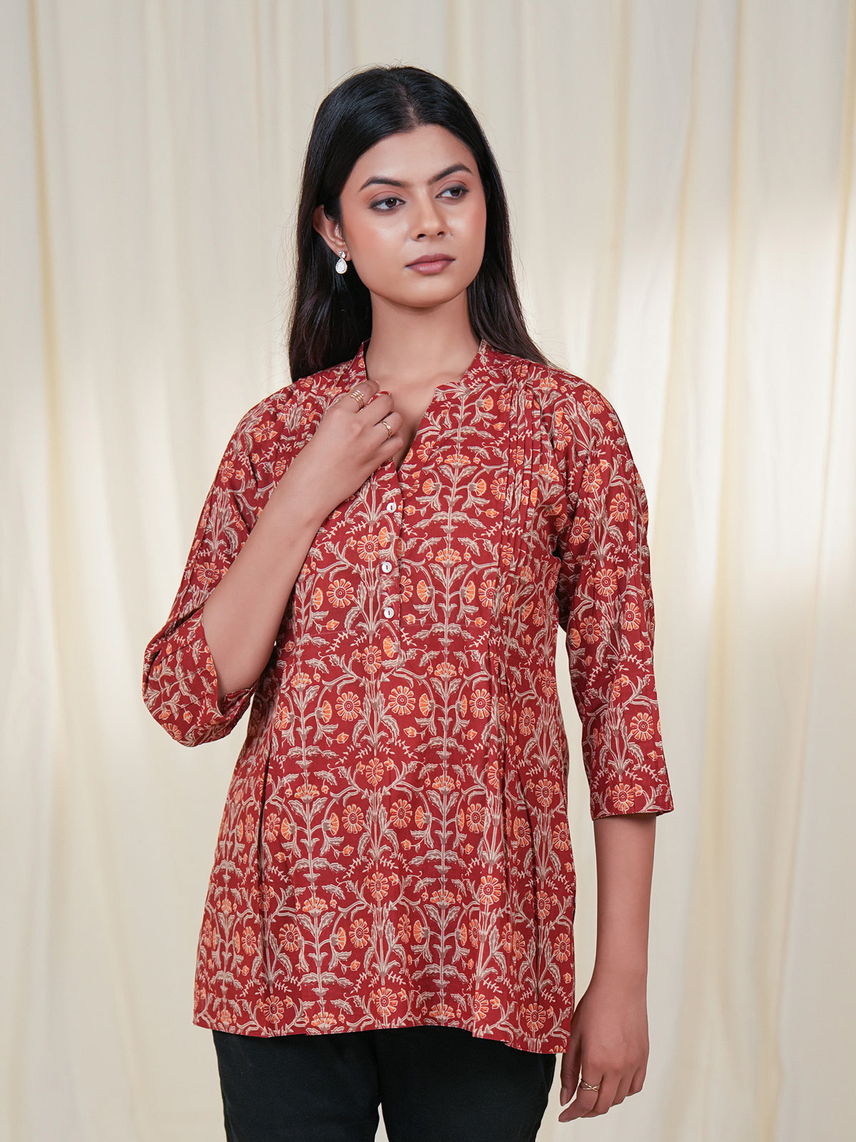 Rustic Indian Jaal Cotton Kurti
